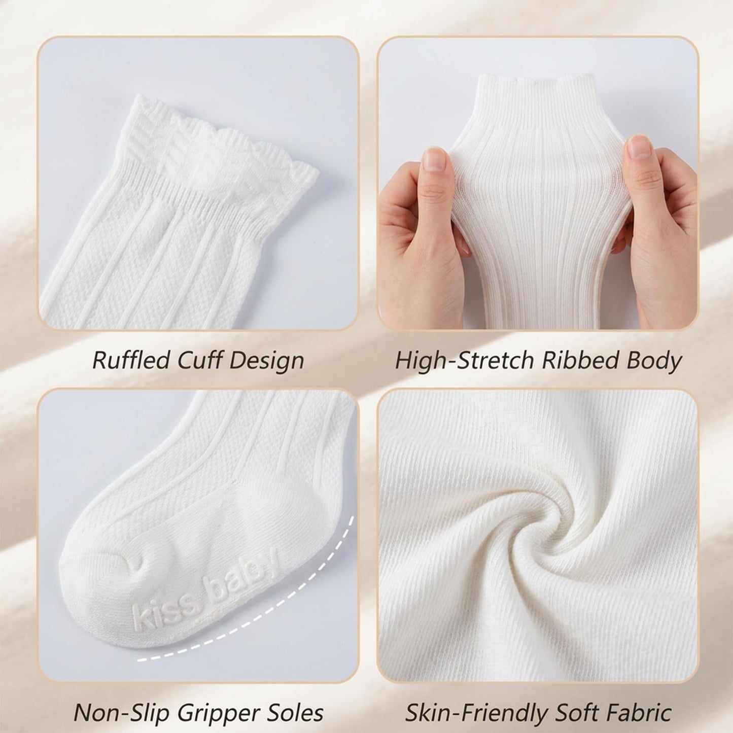 Toddler Girls Knee High Socks Soft Cotton Ruffle Long Tube Socks For Preemie Infant Newborn Toddler WN420