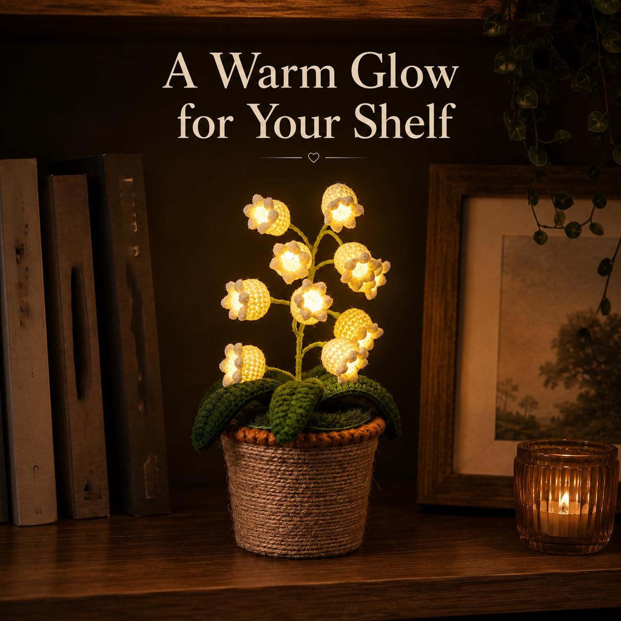 1PC Lily of The Valley Lamp Crochet Flowers Bouquet Light Gift for Women | Cute Night Light for Mother's Day, Wife, Girlfriend, Birthday, Perfect Home or Office Decor Battery Included BST220