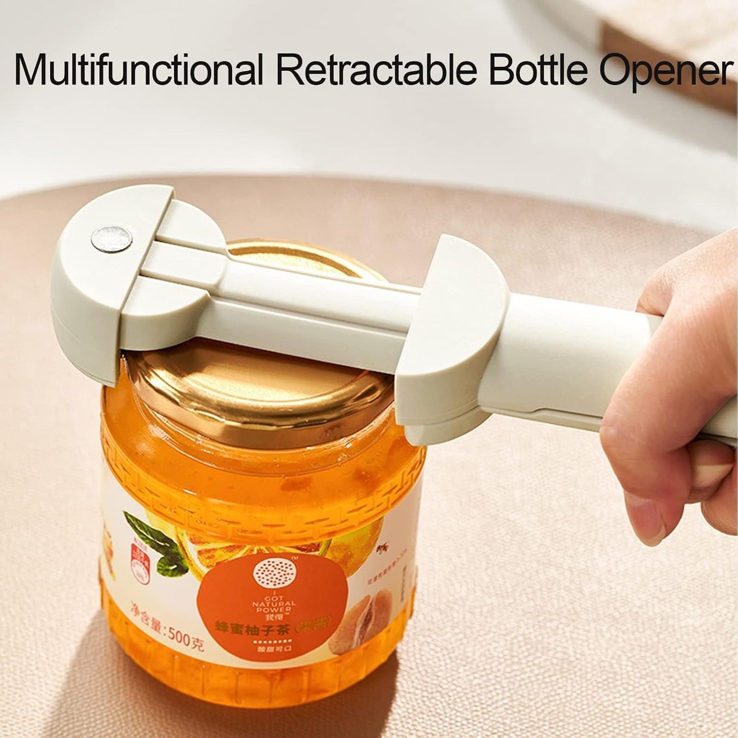 Multifunctional Retractable Bottle Opener - Adjustable Multifunctional Can Opener Jar Lid Gripper - 2025 New Jar Opener Bottle Opener for Weak Hands, Senior Arthritis (Black) WN420