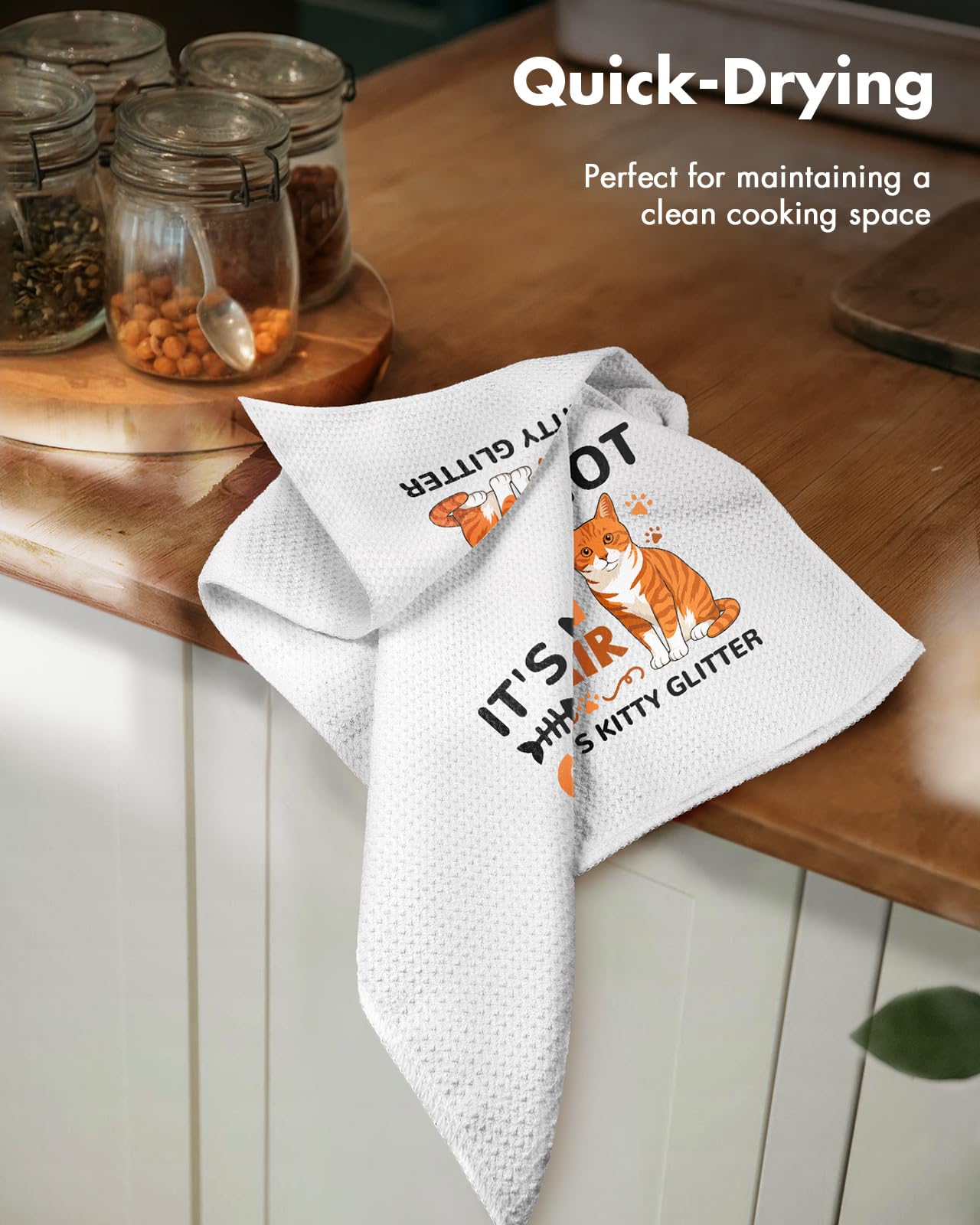 Miss Adola Dog Funny Kitchen Towels - 15x28 Inch Decorative Waffle Microfiber Dish Cloths Cute Absorbent Reusable Hand Tea Towels with Hanging Loop French Bulldog Gift for Dog Lovers WN420