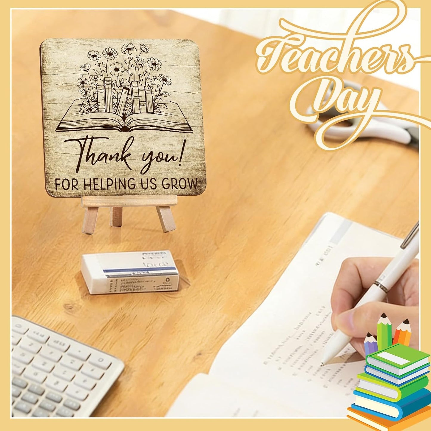 Funny Desk Shelf Decor, Thank Helping Grow Decorative Display | Thank Helping Grow Decorative Sign, Gag Gifts for Friends, White Elephant Gifts for Adults, Easel Sign BST326L