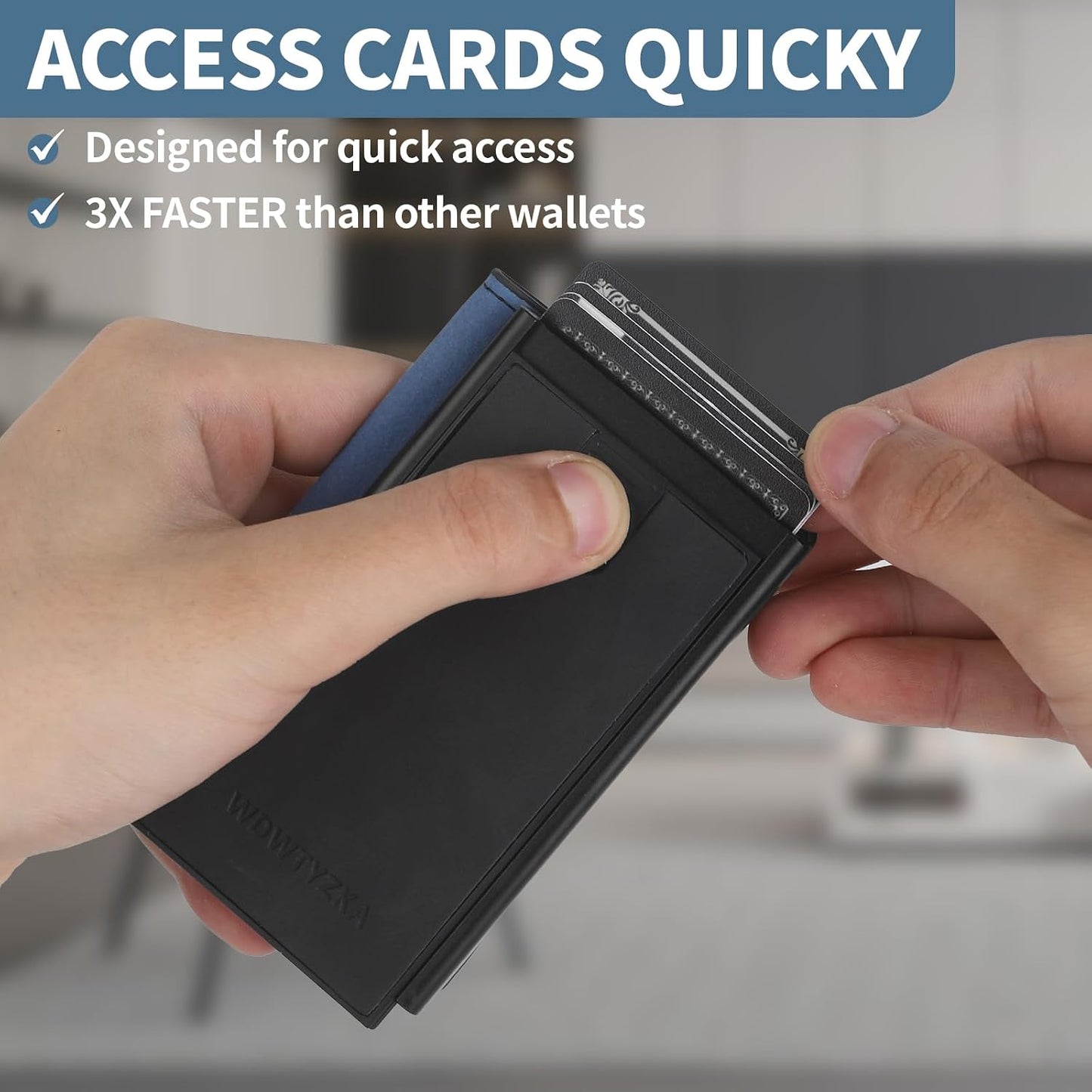 Mens slim Wallet，with RFID Shielding, Holds 9 Cards Easily, metal wallet， card wallet for Men, Minimalist Wallet For Men, Made of aluminum and Pu Synthetic Leather, Includes Cash clip (Black) BST202