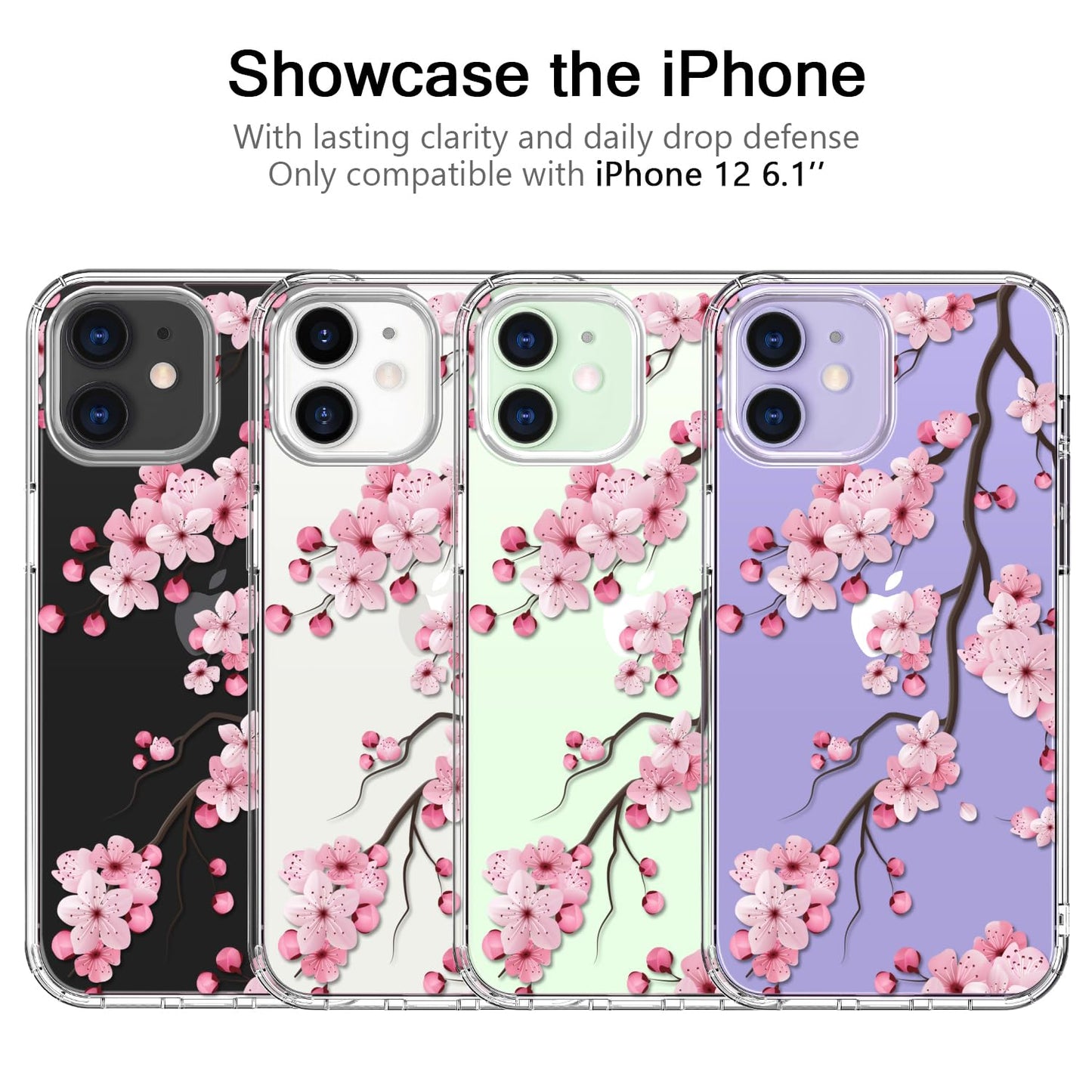 bicol for iPhone 12 Pro Max Case with Screen Protector and Camera Lens Protector - Fashionable Flower Floral Designs for Women Girls - Shockproof Acrylic Clear Phone Cover 6.7" - Blooming Flowers WN420