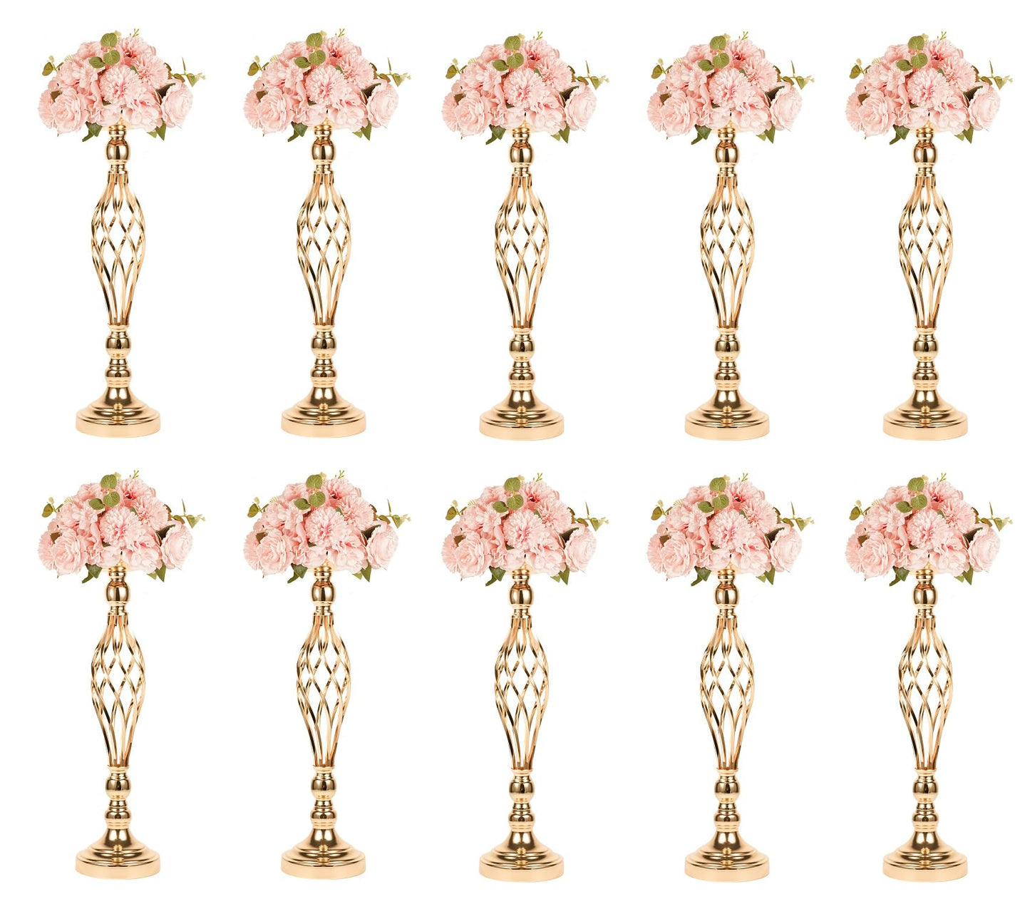 2pcs Metal Silver Candle Holders Road Lead Table Centerpiece Stand Pillar Candlestick for Wedding Candelabra Flowers Vases WN420