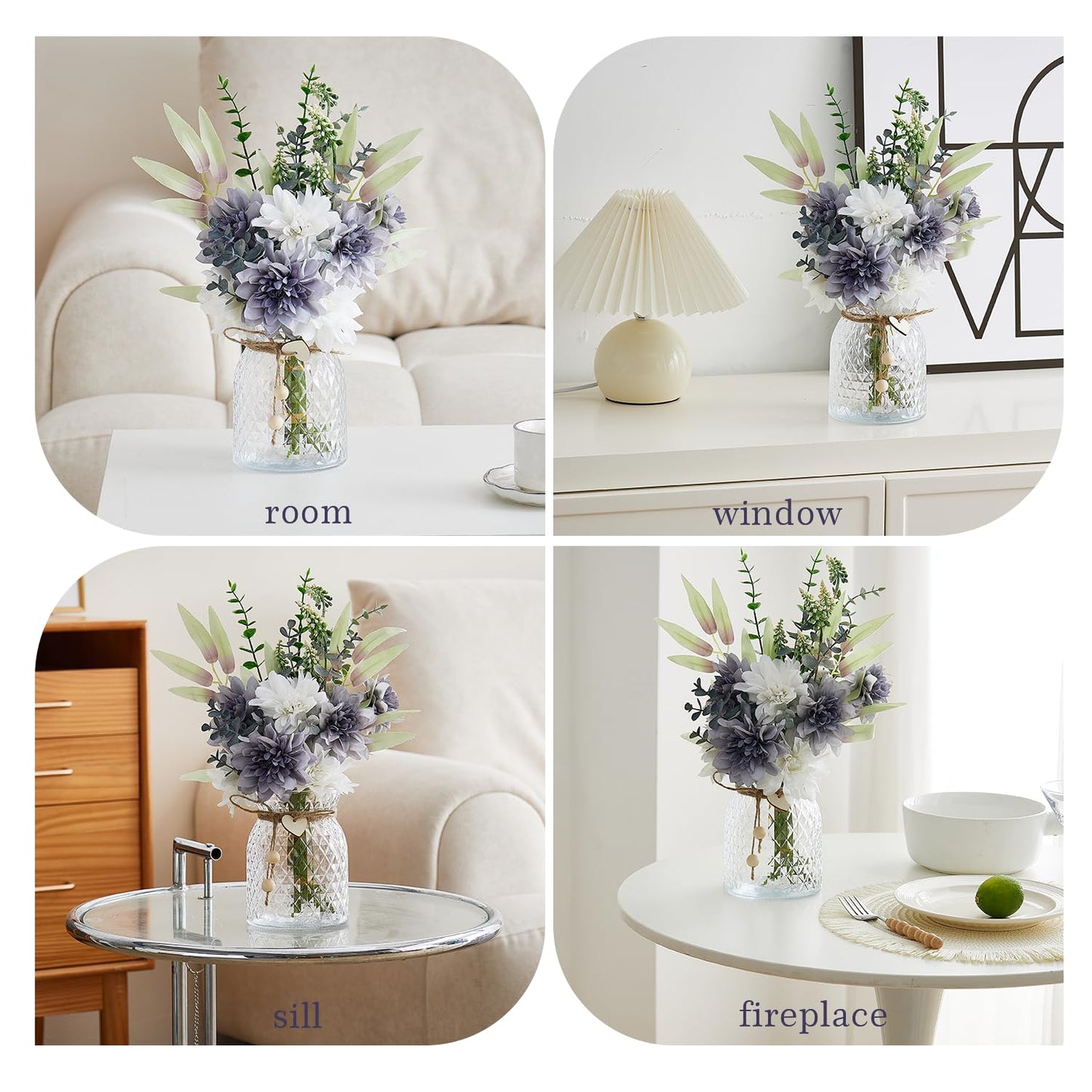 Fake Flowers with Vase, Faux Flowers in Vase, Red Silk tassel Flower Artificial Flowers bulk Arrangements for Home Decor for Living Room Bathroom Office Table Centerpiece Shelf Decoration BST326H