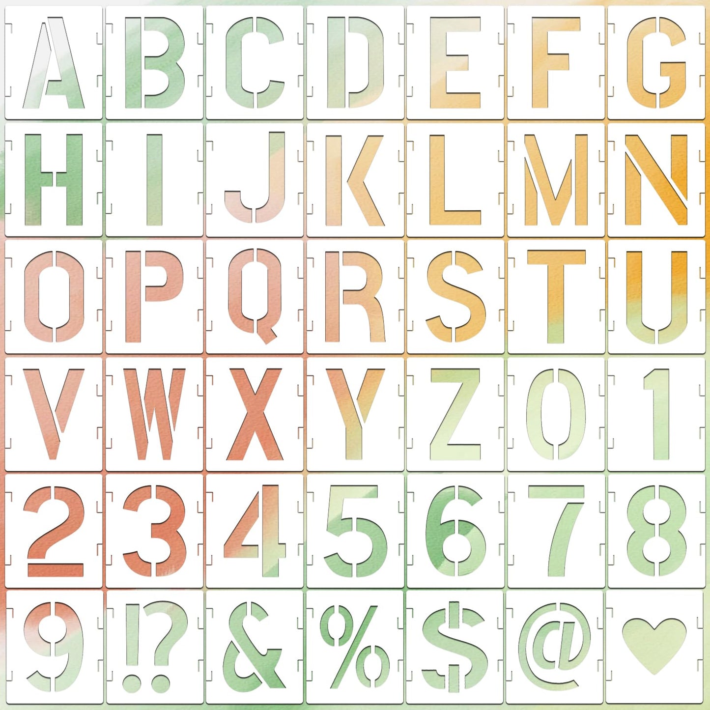 Letter Stencils for Crafts Reusable 42Pcs Number Stencils(5 Inch Font) | DIY Art Painting Stencil Furniture Decor Kit for Wood Embroidery Wall Silk Screen Journaling BST202