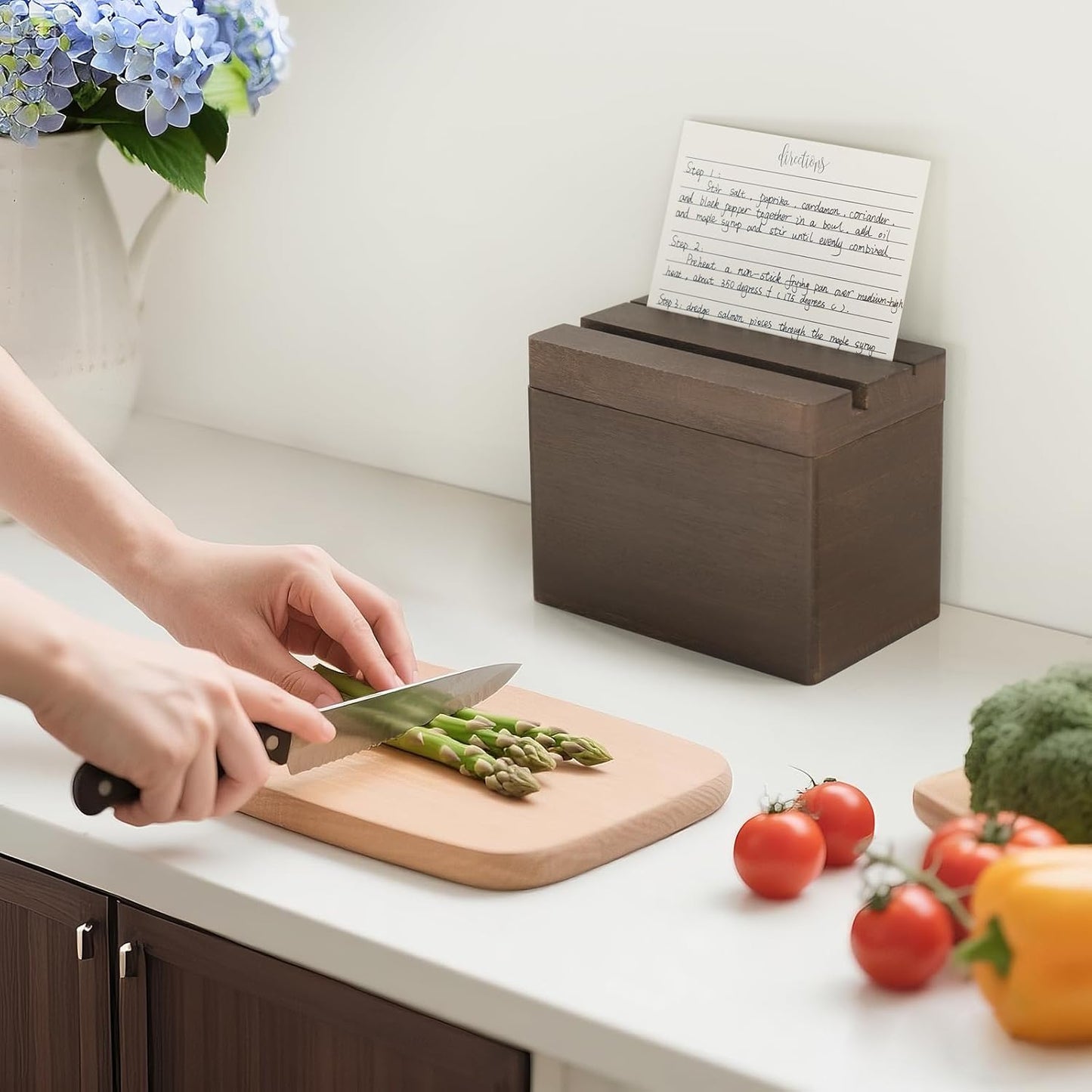 Dahey Double Slots Recipe Box Wooden Recipe Organizer 99