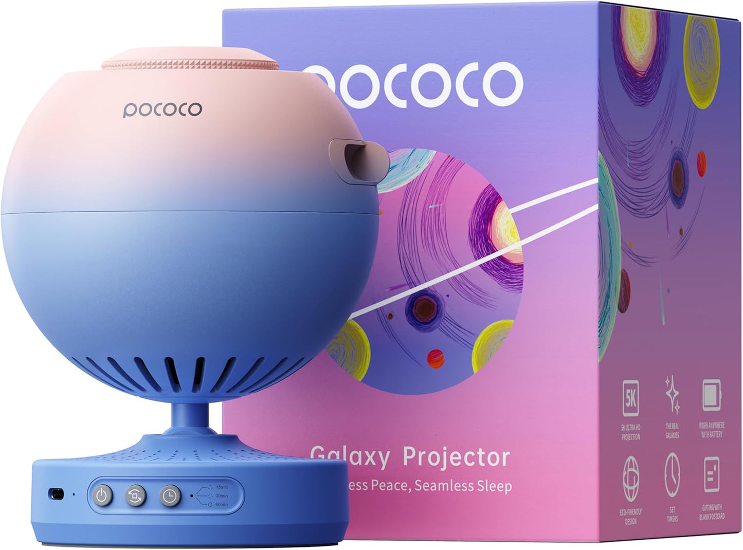 Pococo Galaxy Projector, Galaxy Star Projector for Bedroom with Replaceable Optical Film Discs 79