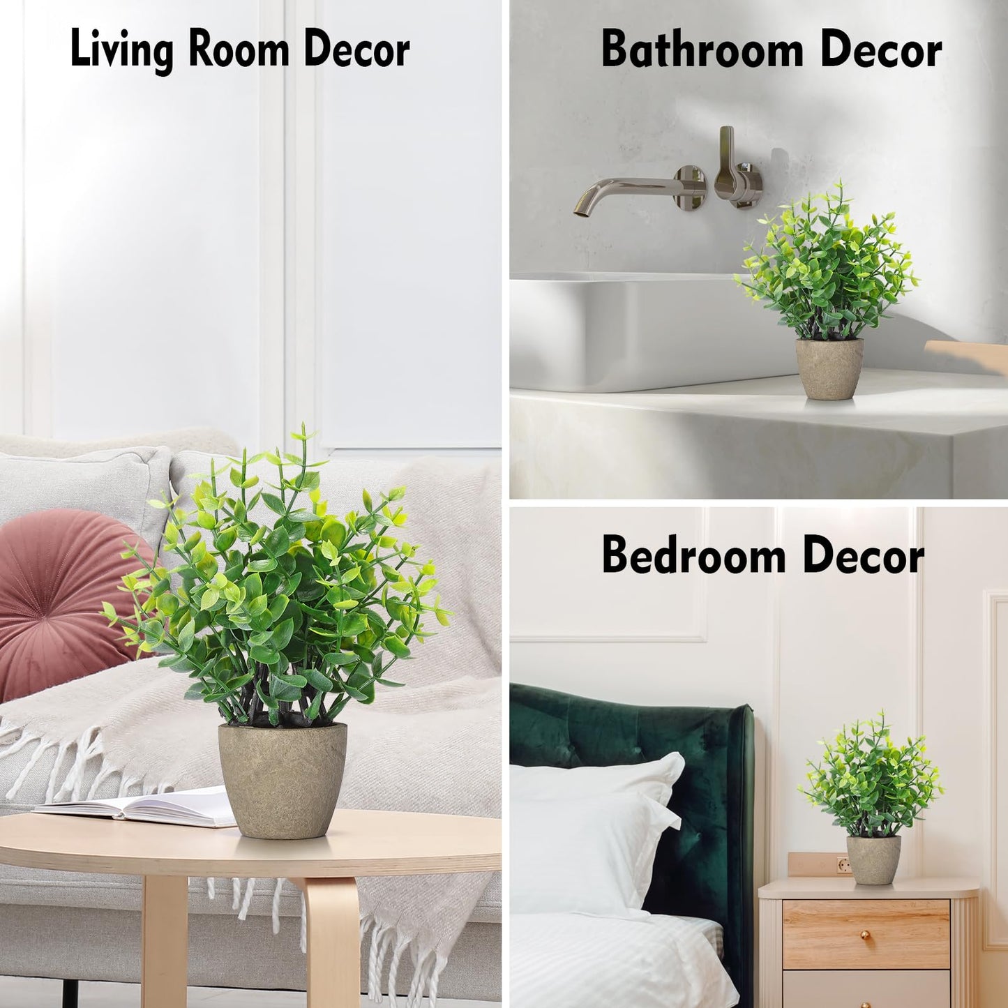 FAVOWREATH 2 Pack Small Fake Plants Potted Artificial Plants Indoor for Home Decor Office Room Farmhouse Indoor Table Bathroom Decor BST220