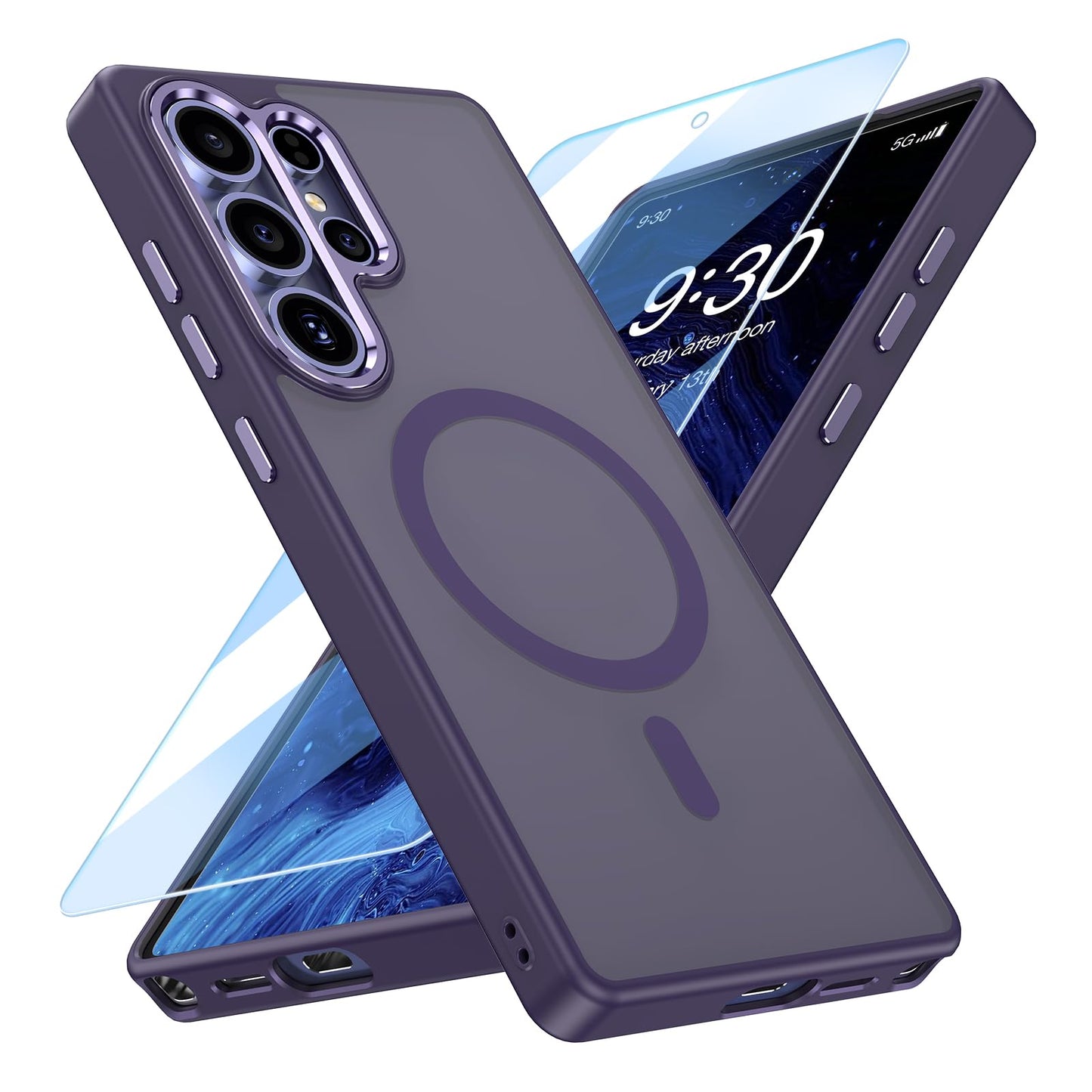MATEPROX Magnetic Design for Samsung Galaxy S24 Plus Case, Stylish Slim an-ti Yellow Translucent Matte Shockproof Protective Cover for S 24+ 6.7'' 2024-Titanium Gray WN420