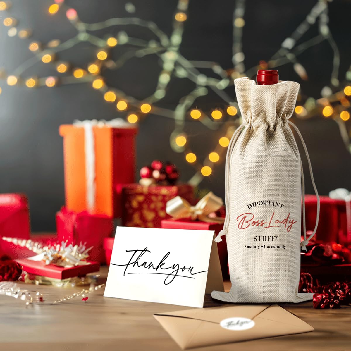 Teacher Appreciation Wine Bag With Thank You Card - Cool Christmas Birthday Gifts for Women Men - Important Teacher Stuff BST202