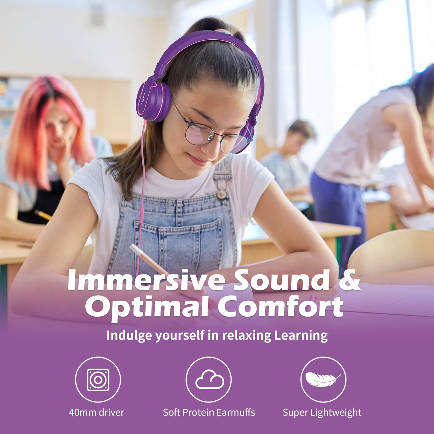 AILIHEN Kids Headphones, I35 On-Ear Headphones 60