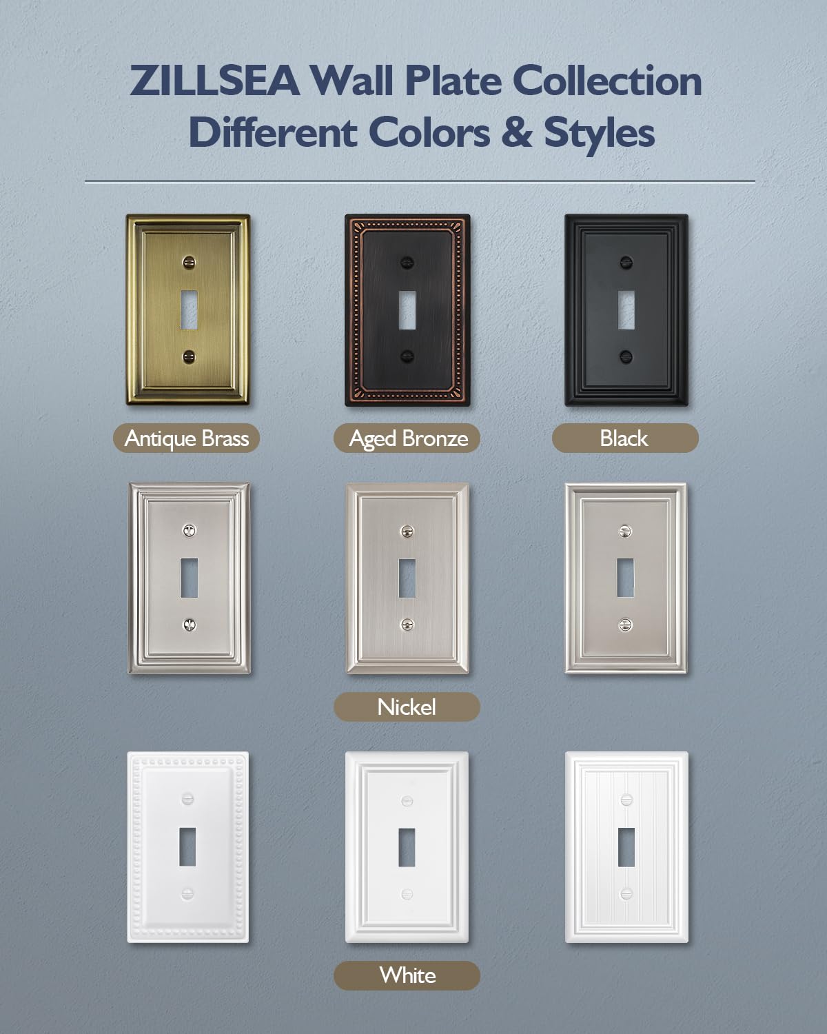 Decorative Metal Wall Plates, Switch Plates Outlet Covers (Off White/1 Decorator 4 Pack) WN420