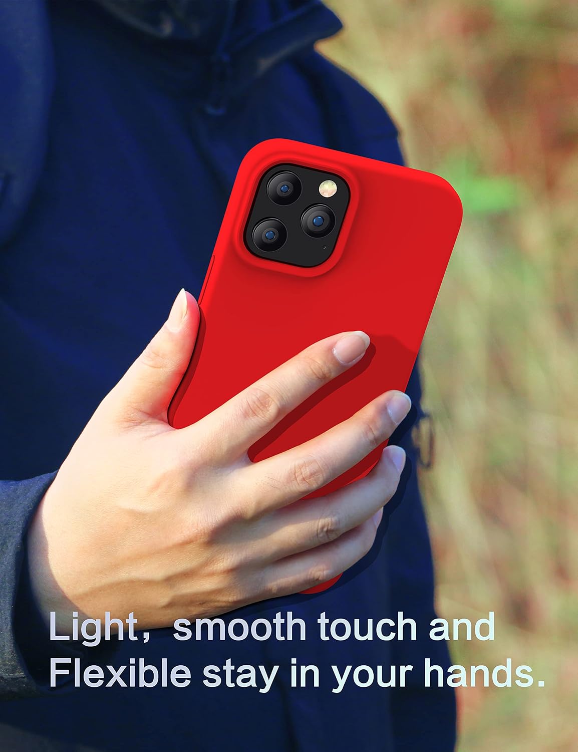 MXX Silicone Case for iPhone 13 Pro Max, W/Screen & Camera Lens Protector, Phone Cover Soft Anti-Scratch Microfiber Lining, Liquid Gel Finish Coating Full-Body Protective 6.7" (Red) WN420