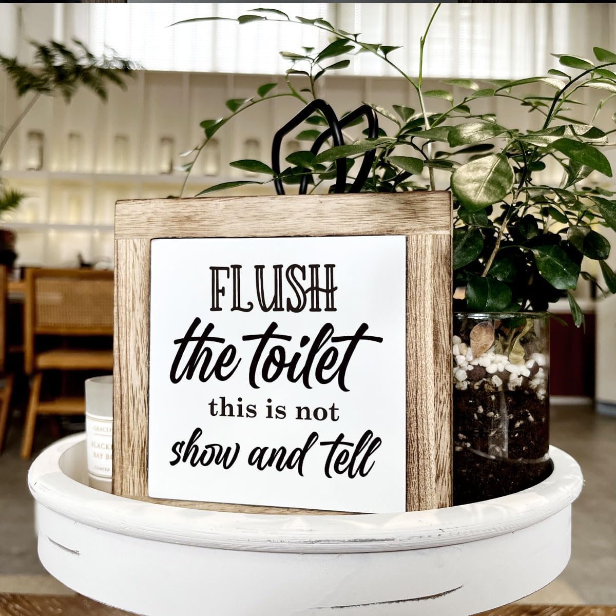 Bathroom Decor, Funny Bathroom Decor, Flush the Toilet This is Not Show and Tell, Wooden Box Signs for Home Decor, Bathroom Decor Tabletop, Kids Bathroom Rules Sign Decor, Bathroom Box Sign B6-71 BST202