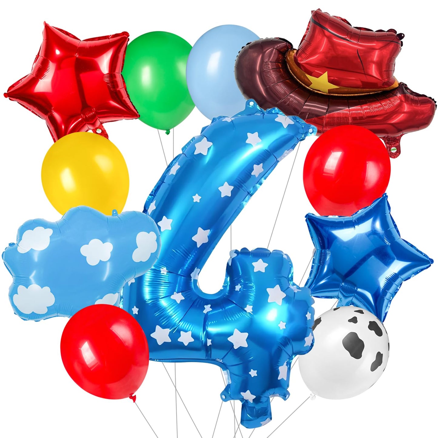 11-Pack Cowboy Theme Balloon Set, Farm Theme Decorations, Balloons with Hats and Clouds, Boys and Girls Birthday Party Supplies (1) BST202