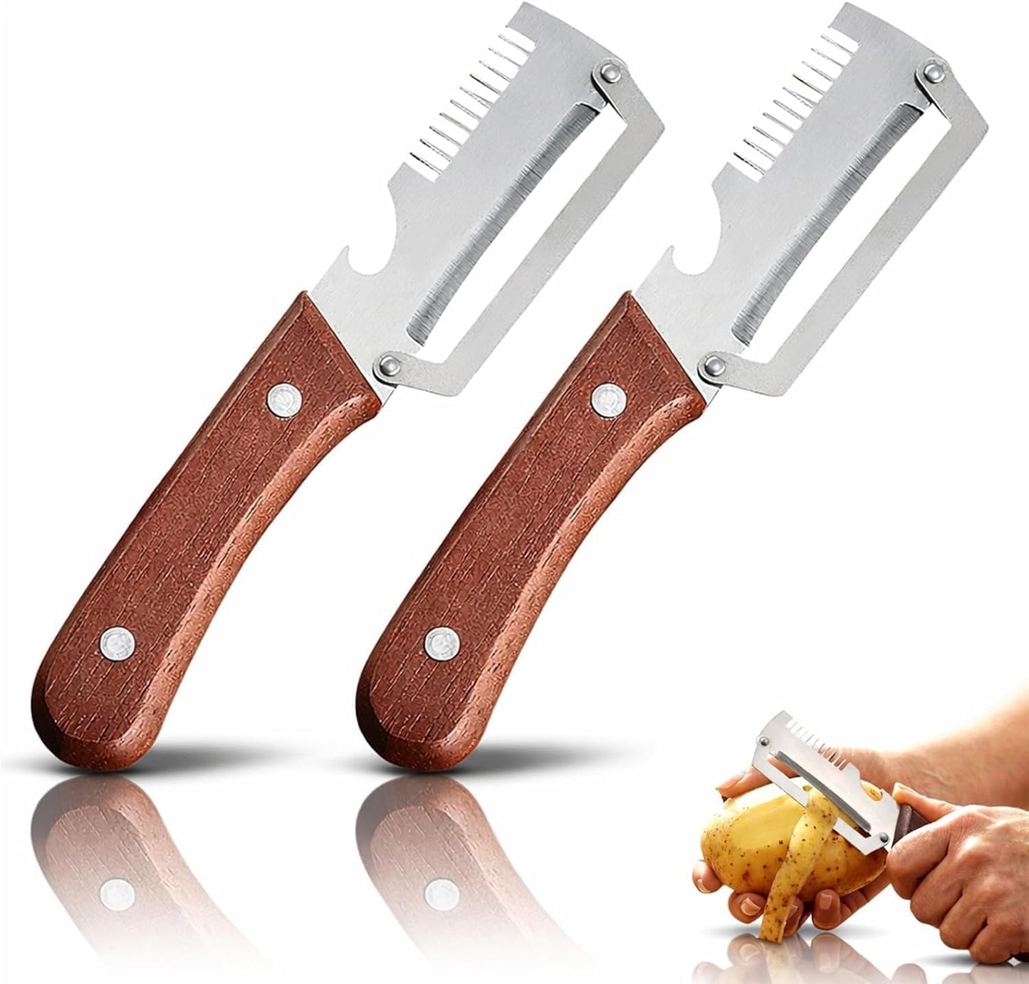 2pcs 2 in 1 Multi Functional Vegetable Peeler, 2 in 1 Fruit Peeler and Bottle Opener,Sturdy and durable, Suitable for potatoes, vegetables, apples, carrots, etc BST202