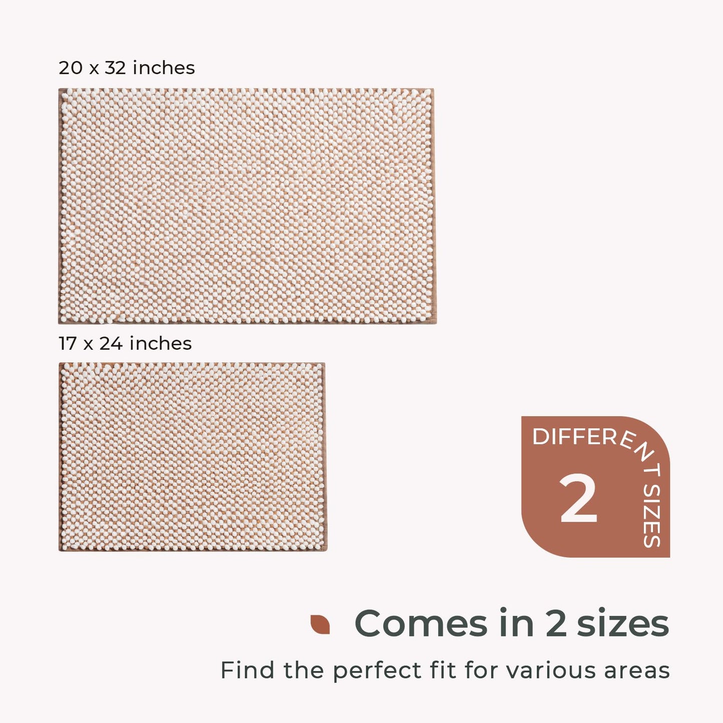FRESHMINT Chenille Bathroom Rugs Sets 2 Piece 17"x24"+20"x32", Non-Slip Bath Mats, Absorbent Bath Rug, Washable Set of 2 Shower Floor Mat, Gray BST220