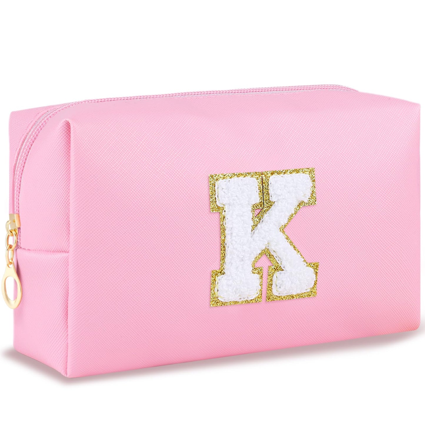URSKYTOUS Gifts for Girls Initial Makeup Bag Personalized Cosmetic Bag with Zipper Cute Travel Toiletry Bag Waterproof PU Preppy Makeup Pouch Birthday Gift for Teen Girls Women(Blue P) BST326L