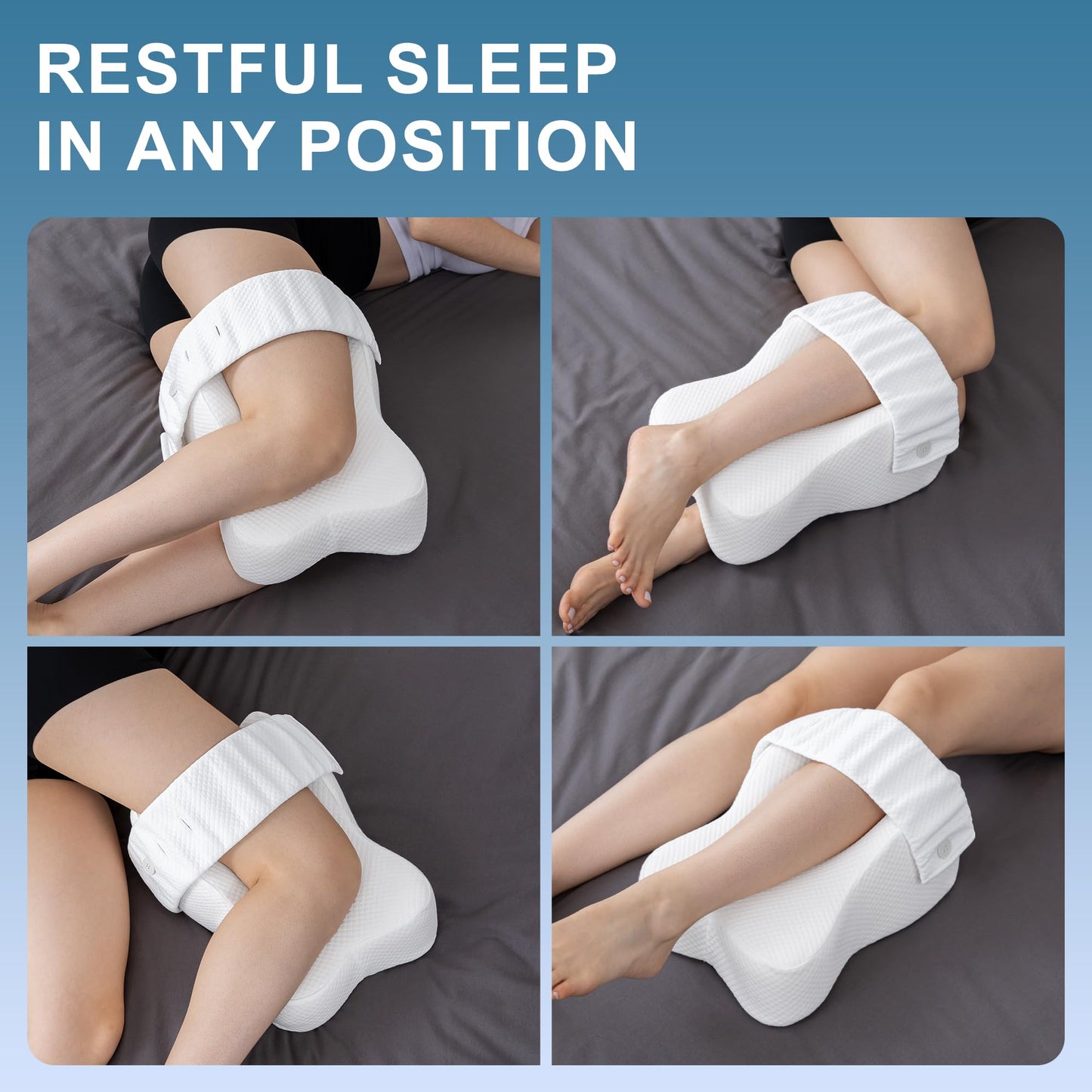 UJPFEO Knee Pillow for Side Sleepers,Leg Pillows for Sciatica,Knees,HIPS,Joints Between Legs,Back Pain Relief When Side Sleeping Spine Alignment Support for Knee Surgery Recovery,Grey WN420