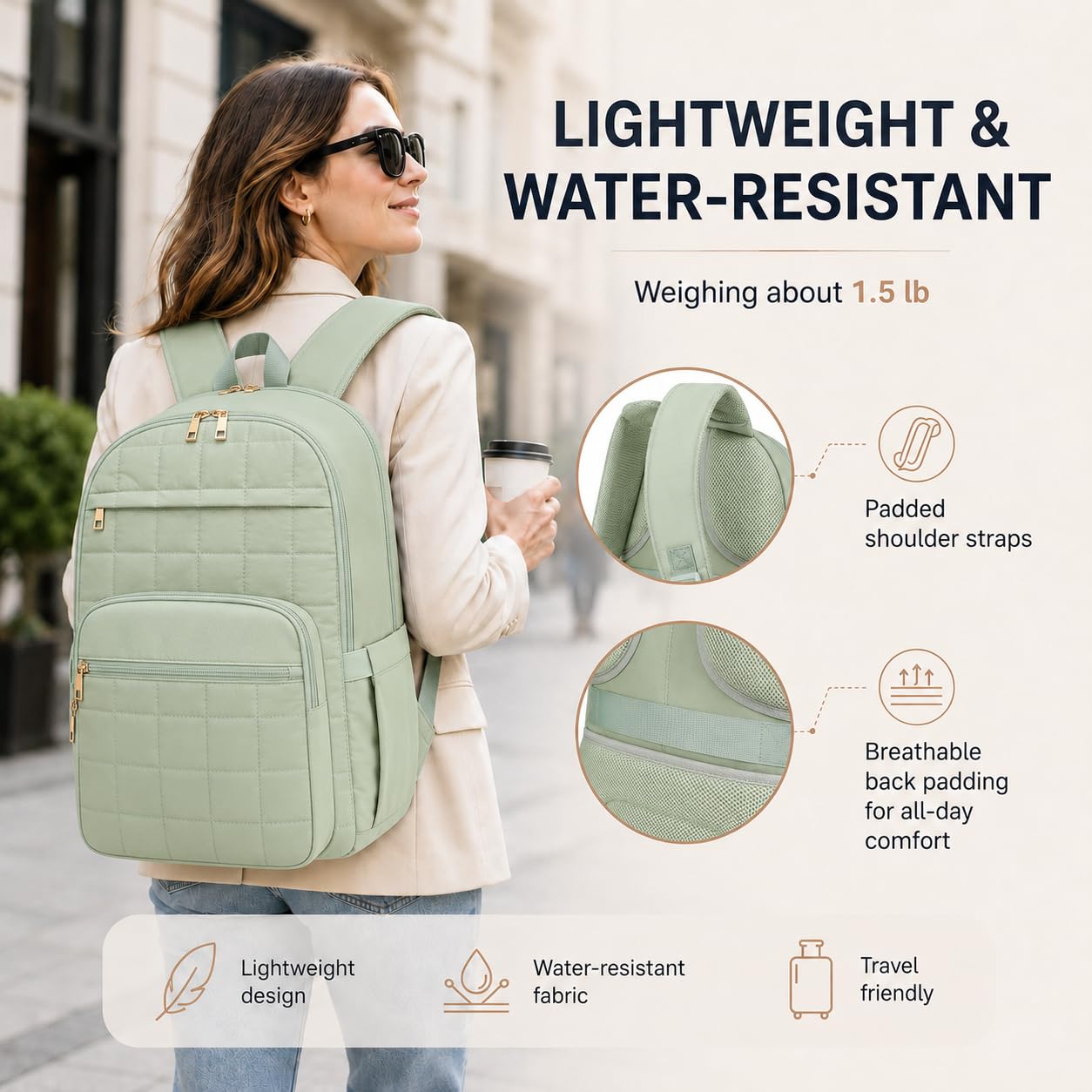 CAMTOP College Backpacks for Women, School Backpack with Insulated Lunch Pocket BST326H