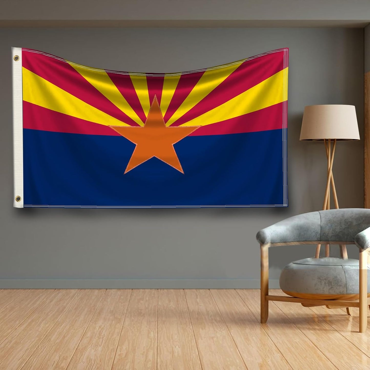 Arizona State Flag 3x5 - Embroidered Design AZ Flag, Heavy Duty Polyester with Brass Grommets for Outdoor WN420