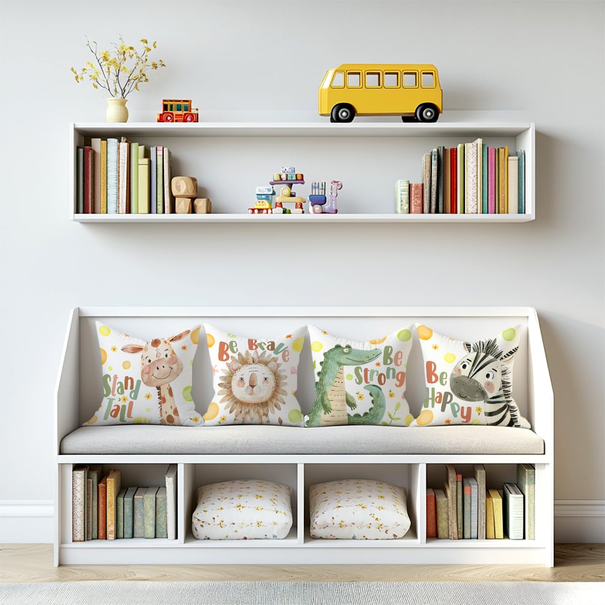 2PCs Inspirational Pillow Covers Boho Rainbow Sun Throw Pillow Covers 18x18 | Playroom Decor, Boho Sun Throw Pillow Covers, Kids Reading Nook Decor Pillowcase for Classroom Playroom Nursery BST202