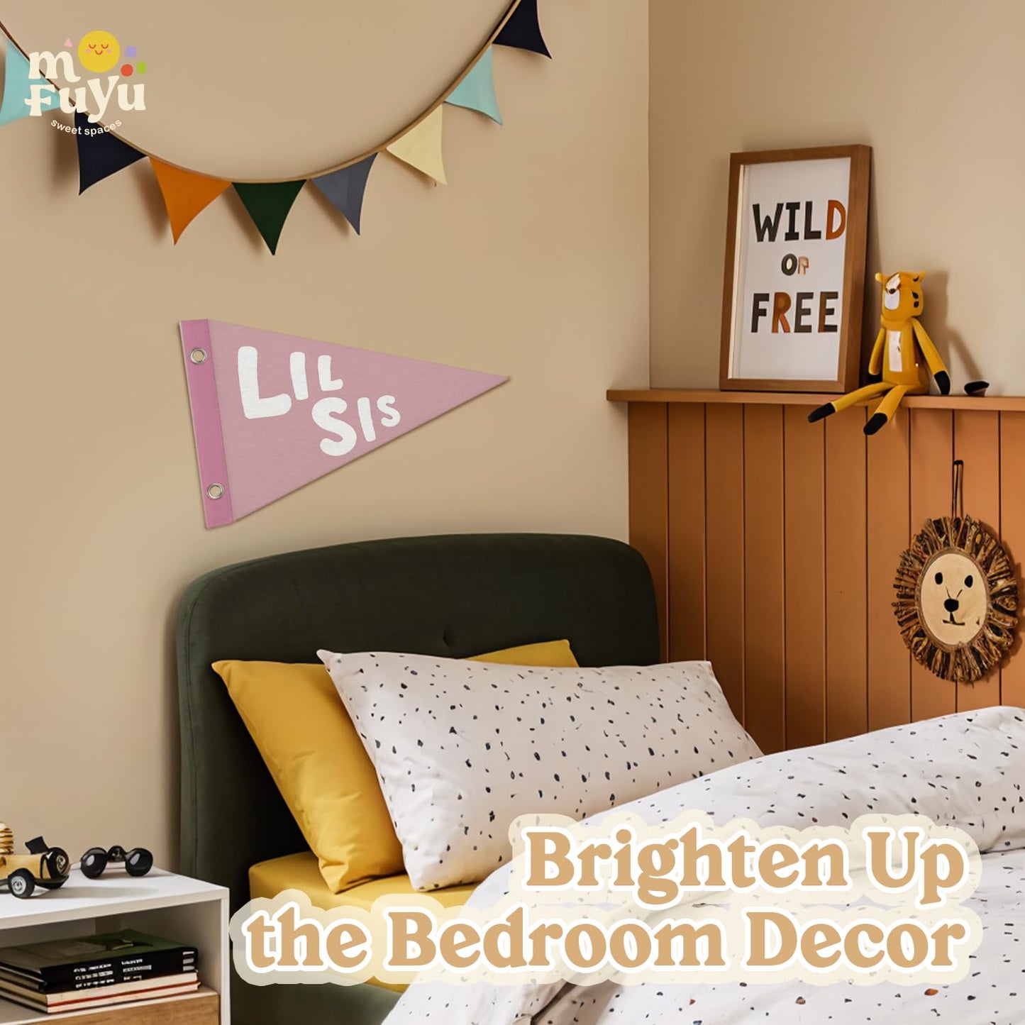 Boy Nursery Decor Pennant Banner Flags Decor, Playroom Essentials, Dude Felt Banner Wall Art Decor for Toddler Kids Room Nursery,Boy Playroom Decor 7.4x14 Inch BST326H