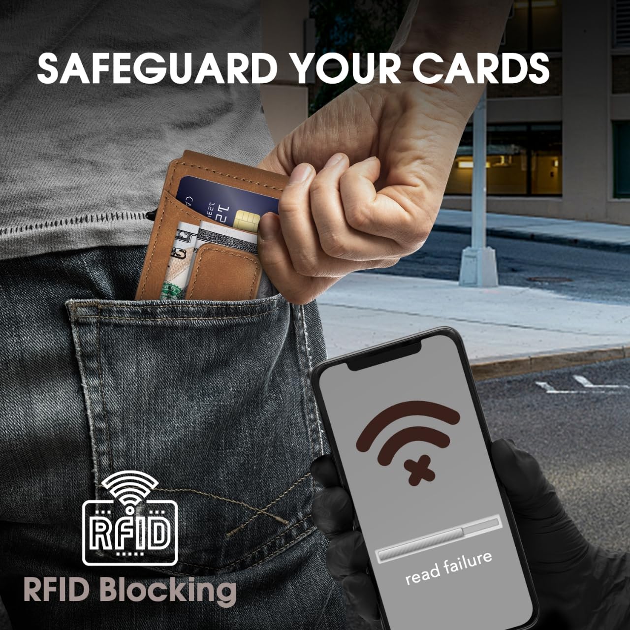 Wallet for Men RFID Blocking Card Holder, Genuine Leather Slim Pop up Card Case, Minimaslit, Front Pocket, 9-13 Card Capacity, ID Window, Money Clip(Carbon) BST220