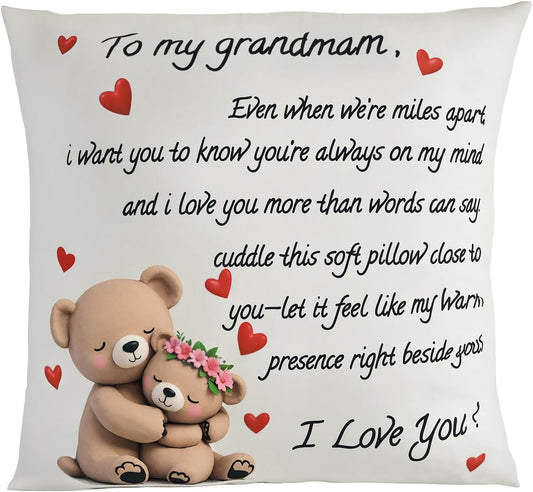 to My Grandmam Throw Pillow Cover - 18x18in Cushion Case, Machine Washable & Easy Care, Ideal for Sofa TV-Watching & Bedside Reading, Adds Warmth to Her Daily Life, Fits Bedroom/Living Room Decor WN420