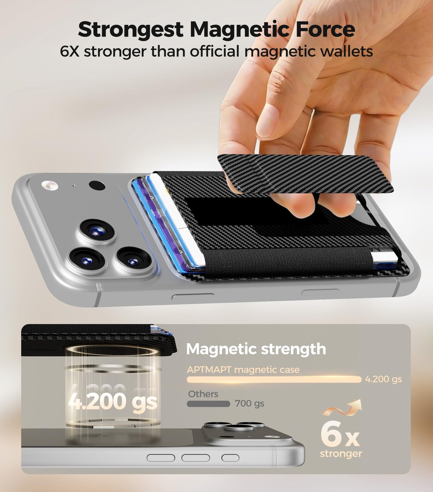for MagSafe Wallet, Works with Apple Find My, 5-Card RFID Holder with Stand Also Grip, Strong Magnetic Wallet for iPhone 17/16/15/14/13/12 Pro Max Air Plus, Wireless Charging, Brown BST220