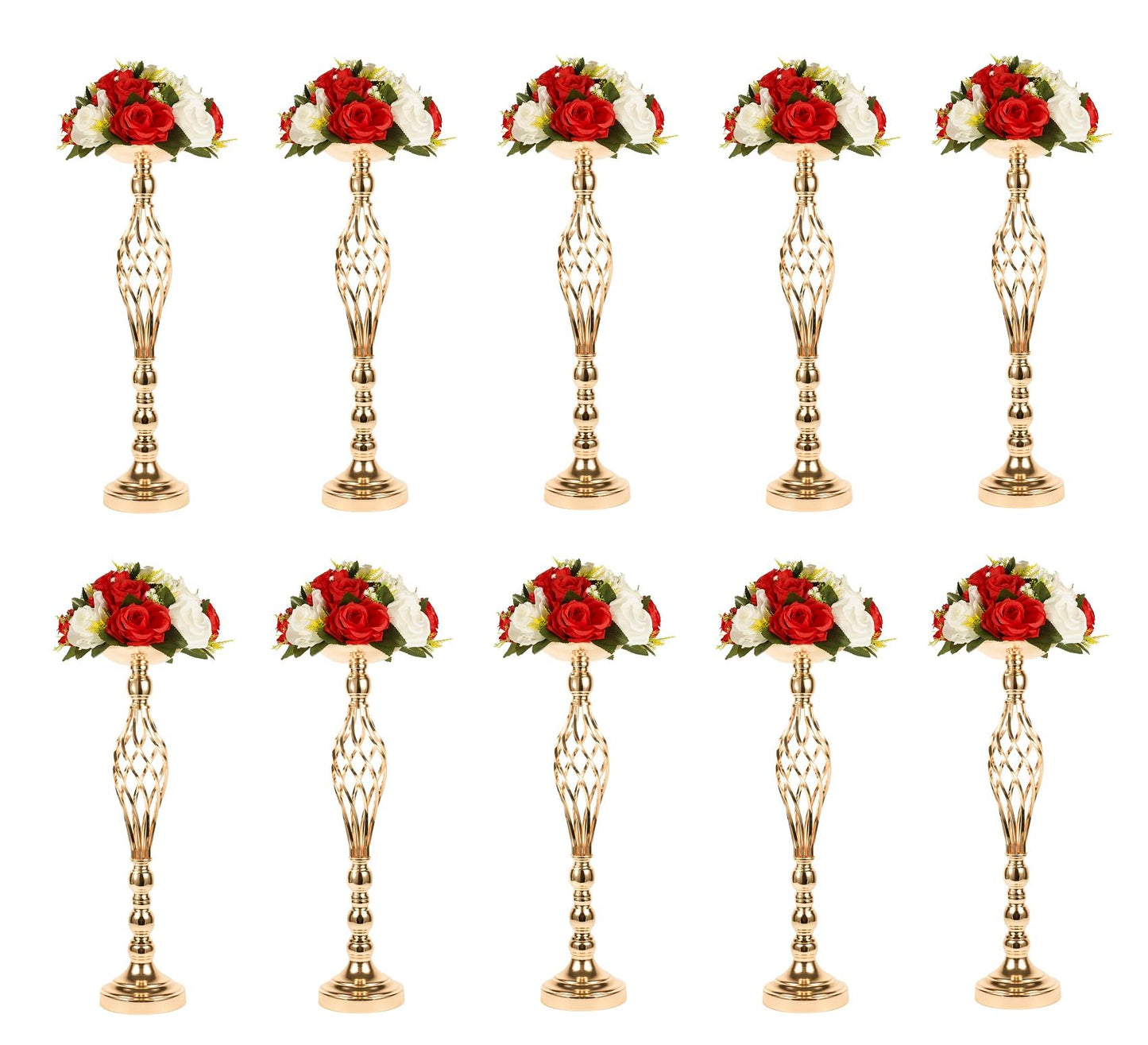 2pcs Metal Silver Candle Holders Road Lead Table Centerpiece Stand Pillar Candlestick for Wedding Candelabra Flowers Vases WN420