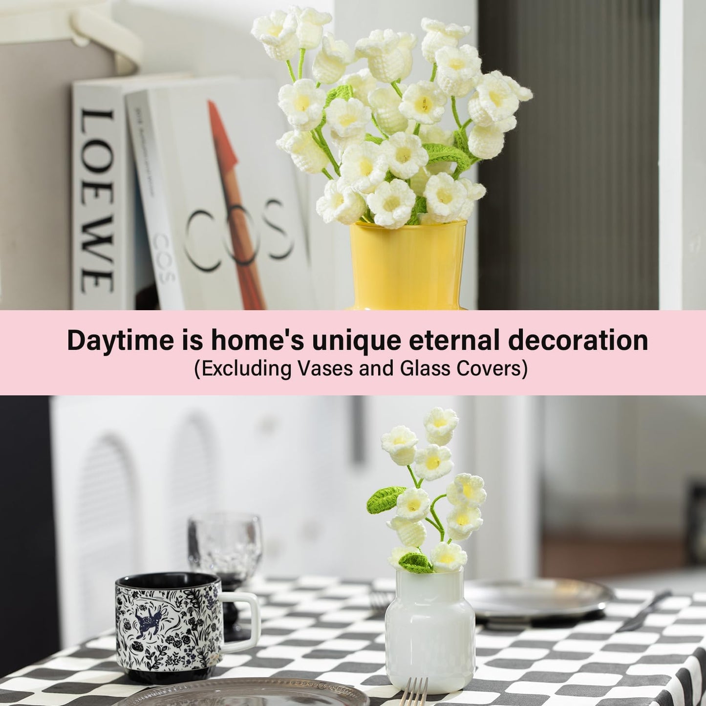 1PC Lily of The Valley Lamp Crochet Flowers Bouquet Light Gift for Women | Cute Night Light for Mother's Day, Wife, Girlfriend, Birthday, Perfect Home or Office Decor Battery Included BST220