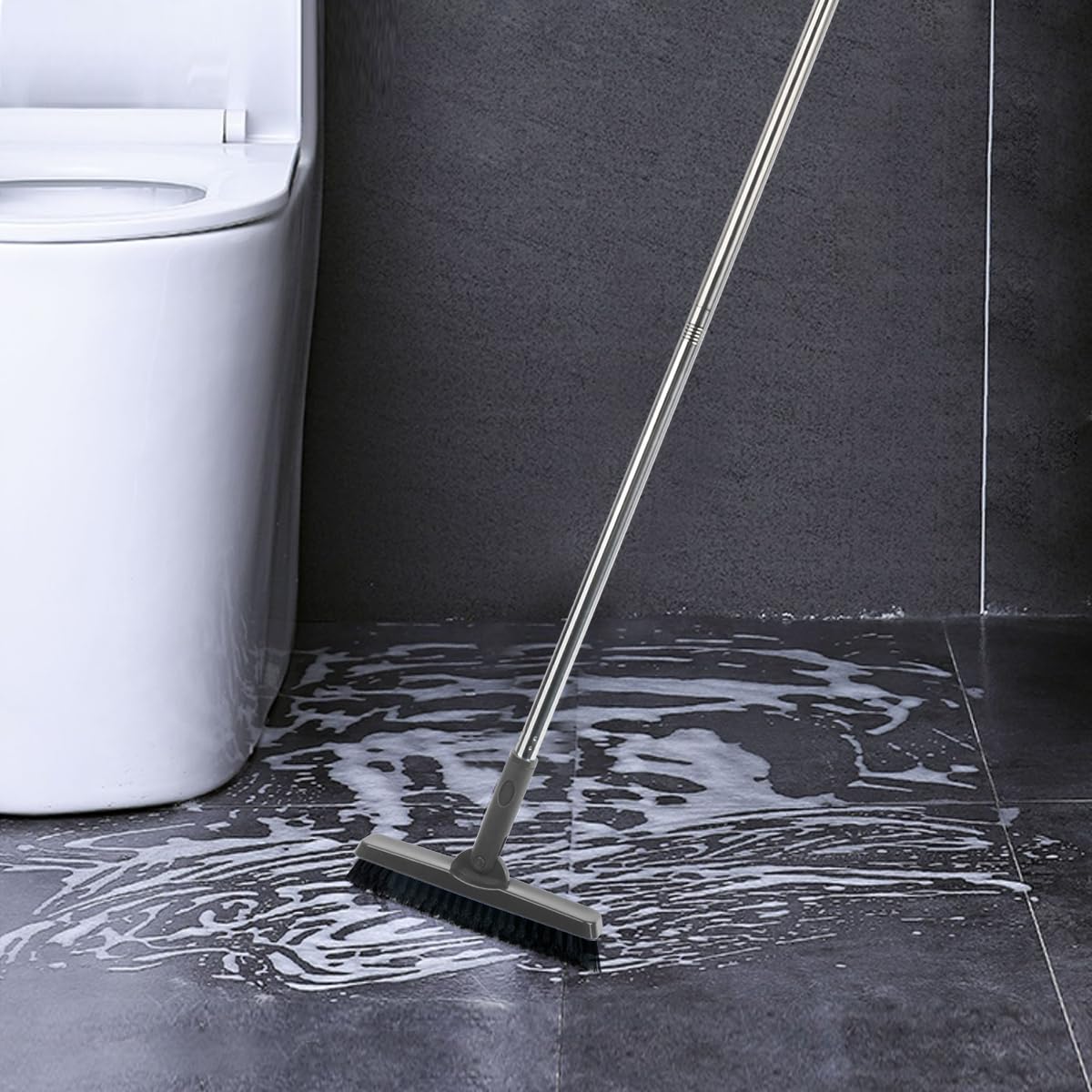 CELOX Heavy Duty Long Handle Scrub Brush, Tile Scrub Brush with Long Handle Stiff Bristles for Cleaning (Blue) BST326H