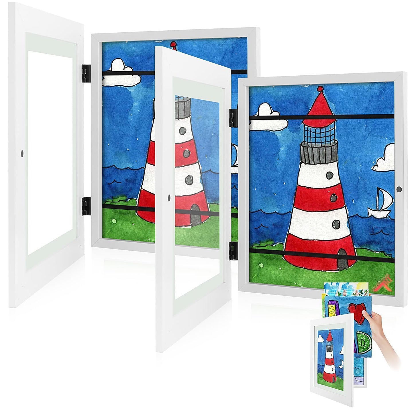 Golden State Art, 8.5x11 Kids Art Frames, Front-Opening Picture Frame Great for Kids Drawings, Artworks, Children Art Projects, Schoolwork, Home or Office (Walnut, Set of 2) BST220