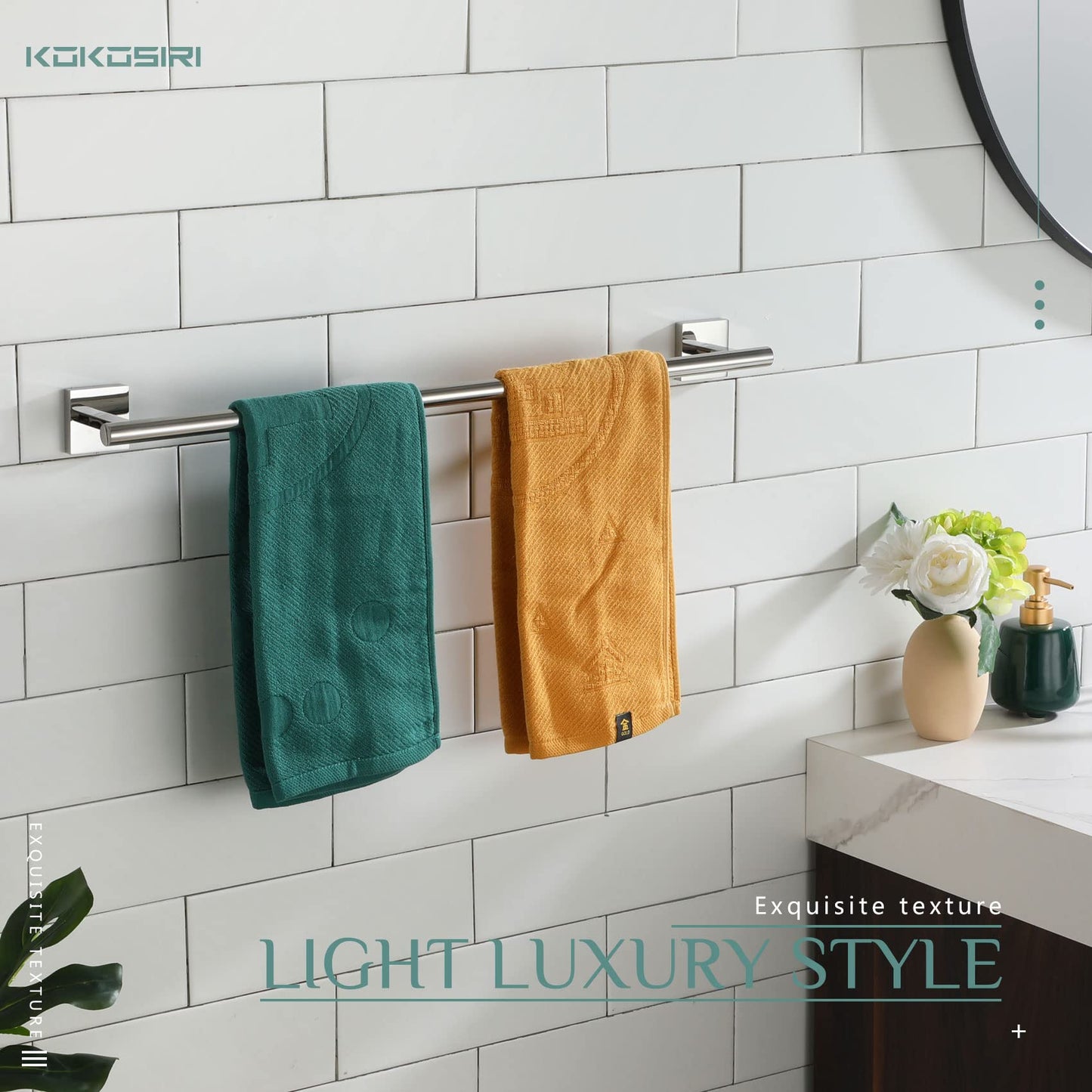 KOKOSIRI Bathroom Towel Bars 16 Inch Towel Rail Matte Black 40CM Hand Towel Holder for Bath Kitchen Wall Stainless Steel B4005BK-L16 BST202