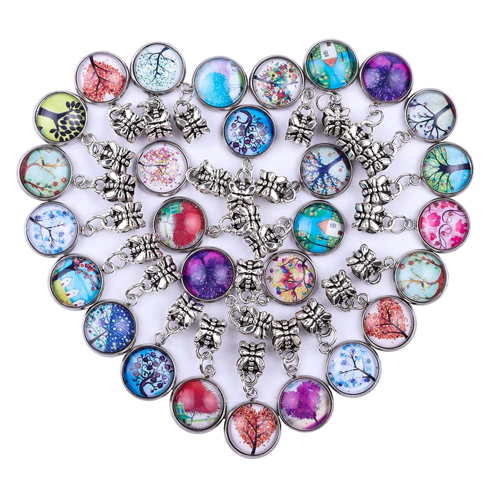 60 Pieces Assorted European Beads with Plating Silver Metal Alloy Rhinestone Large Hole Spacer Beads for DIY Charm Bracelet Jewelry Making (Blue) BST220