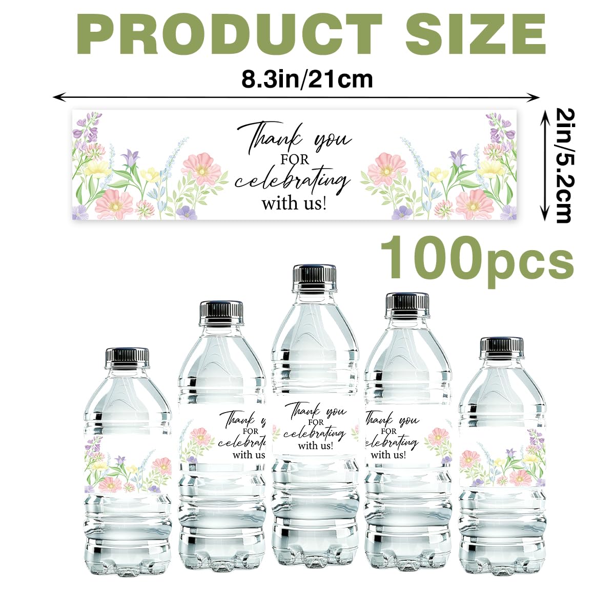 100 Pcs Wedding Water Bottle Labels Floral Wedding Bottle Stickers | Water Bottle Labels Sticker for Wedding Bridal Shower Prom Graduation Party Table Decoration Supplie BST326H