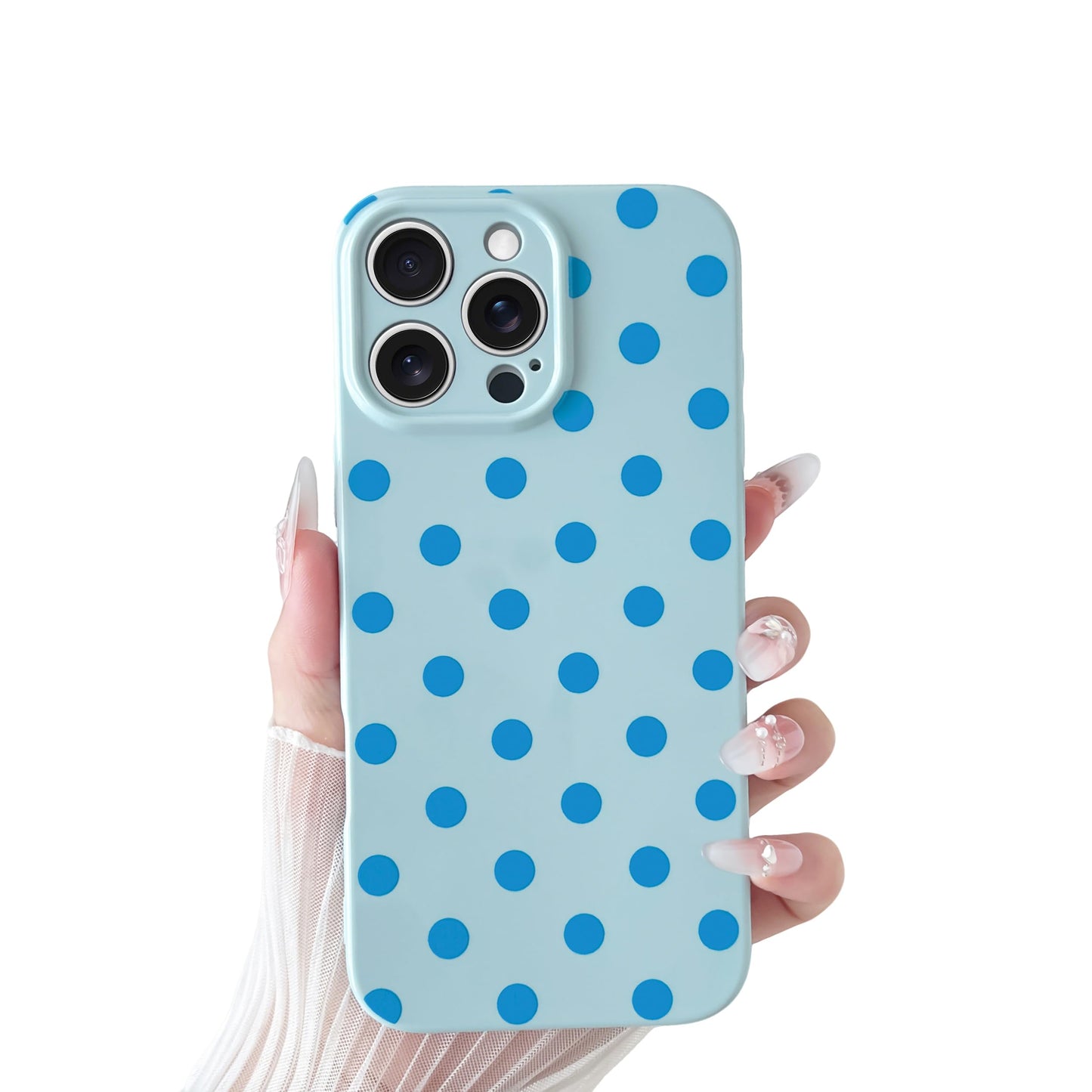 Skyseaco Compatible with iPhone 15 Case Cute Polka Dot Phone Case Soft Slim TPU Shockproof Phone Cover Full Camera Protection for Women Girls - Black WN420