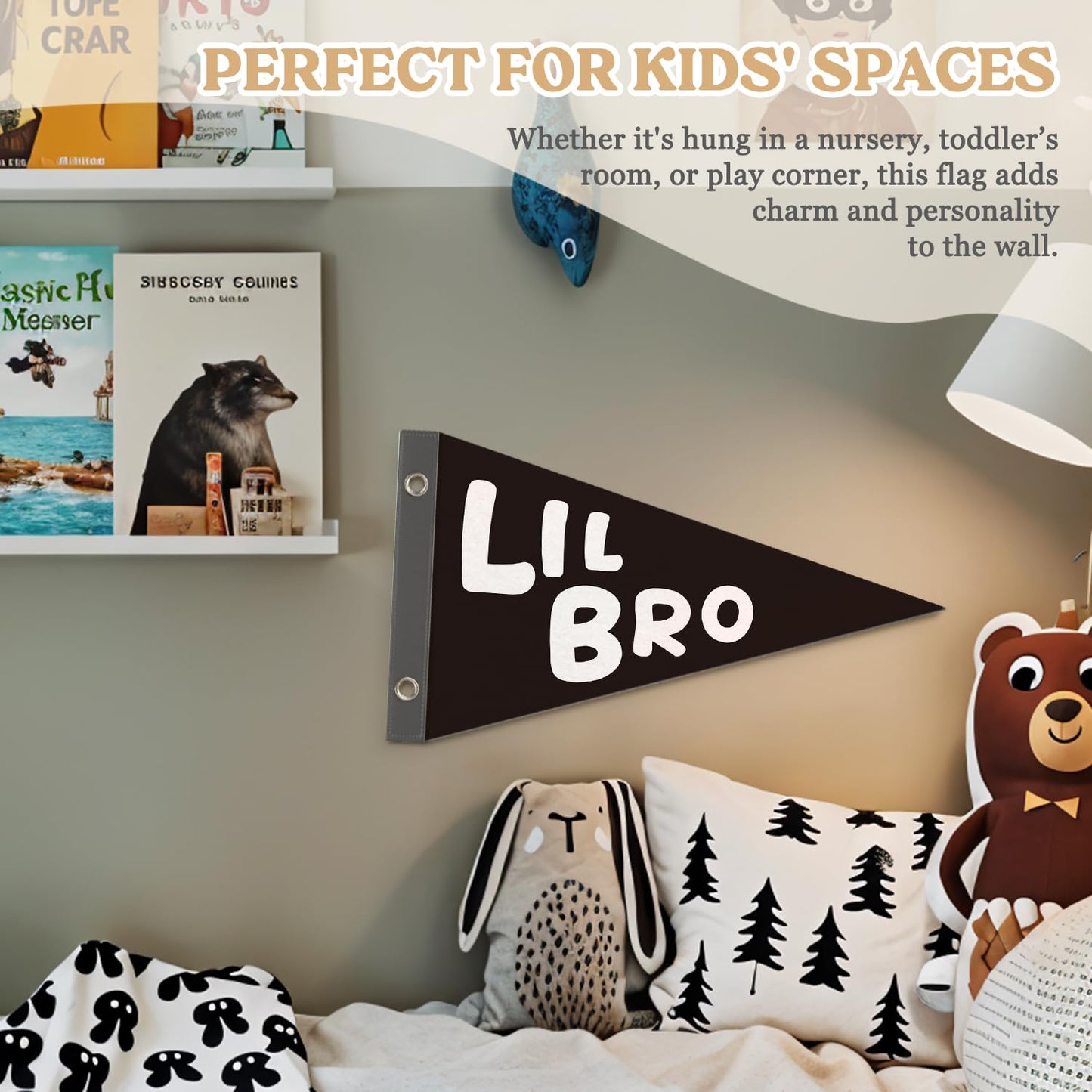 Boy Nursery Decor Pennant Banner Flags Decor, Playroom Essentials, Dude Felt Banner Wall Art Decor for Toddler Kids Room Nursery,Boy Playroom Decor 7.4x14 Inch BST326H
