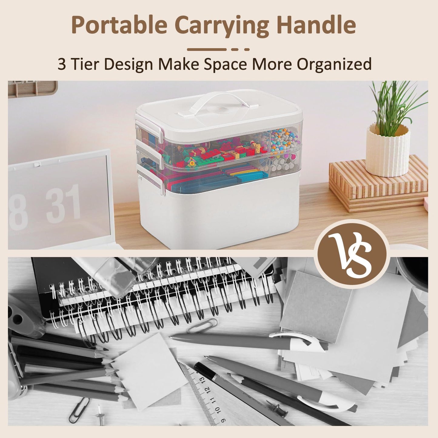 Gifhomfix 4-Layer Plastic Craft Organizers and Storage Box with Removable Trays, Storage Containers with lids and Handle, Art Supply Storage Organizer for Organizing Bead, Sewing, Tool（Green） BST220