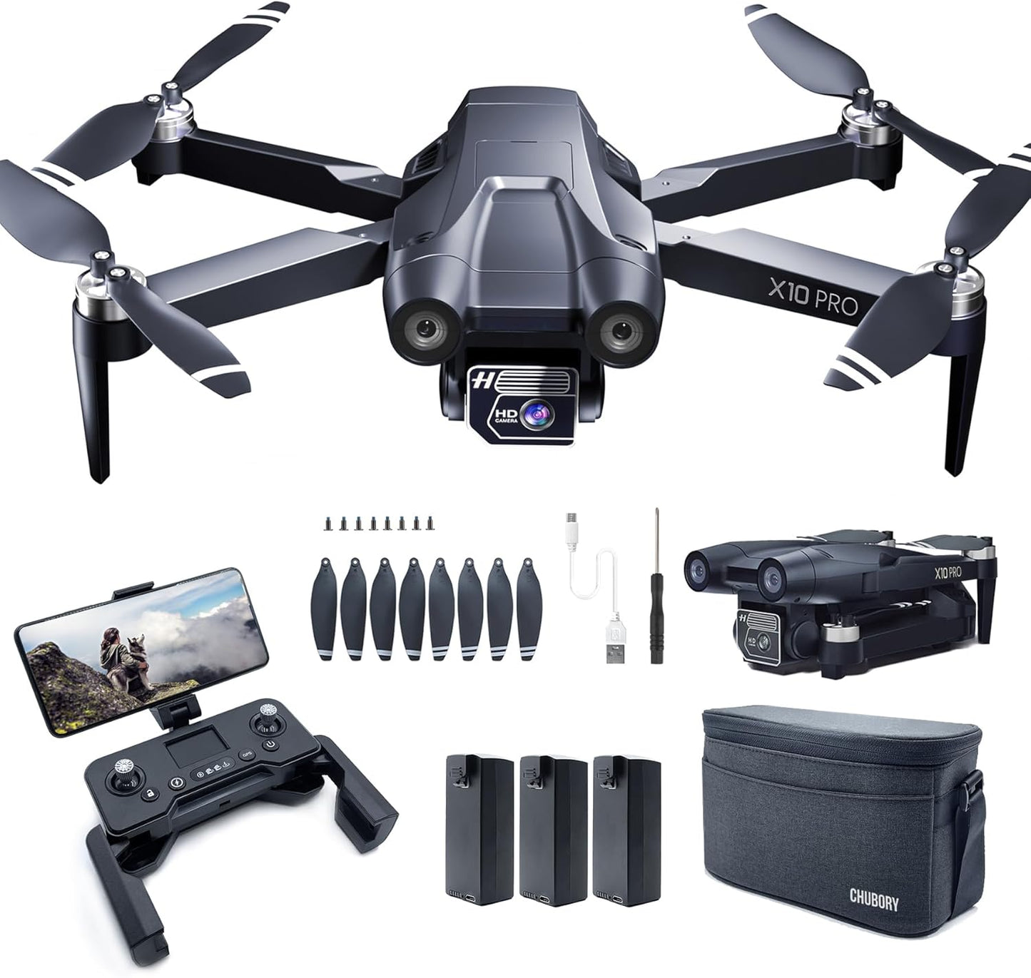 CHUBORY X10 PRO GPS Drone with Camera 4K UHD for Adults 79