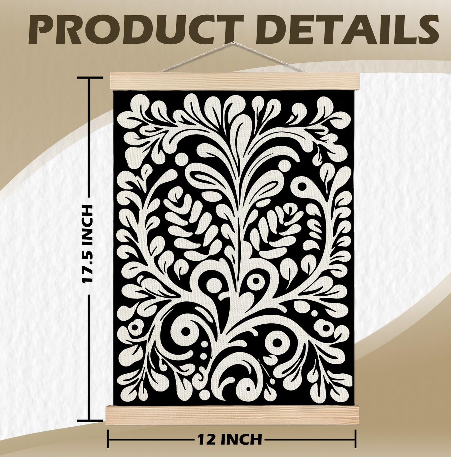 SPBL&L Green Boho Floral Mexican Wall Art, Abstract Flower Poster Hanger Frame, Burnt Orange Terracotta Botanical Hanging Canvas Pictures Prints Wall Decor for Home Bedroom, 12x16 Inch Set of 2 BST202