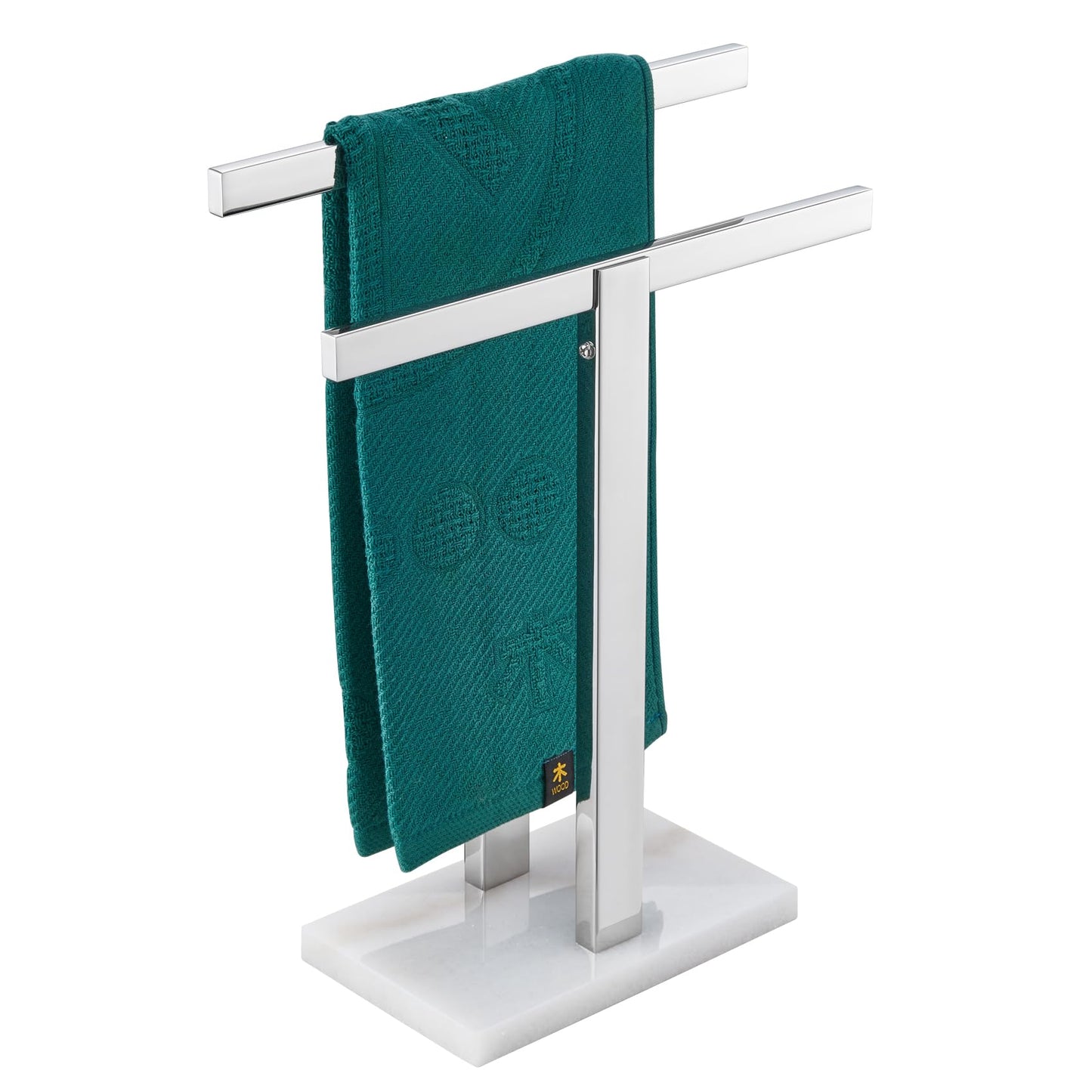KOKOSIRI Hand Towel Holder Black Stand Towel Rack with Marble Base for Bathroom Kitchen Vanity Countertop, Stainless Steel 15.7'' Height THS0002-SM-BK BST202