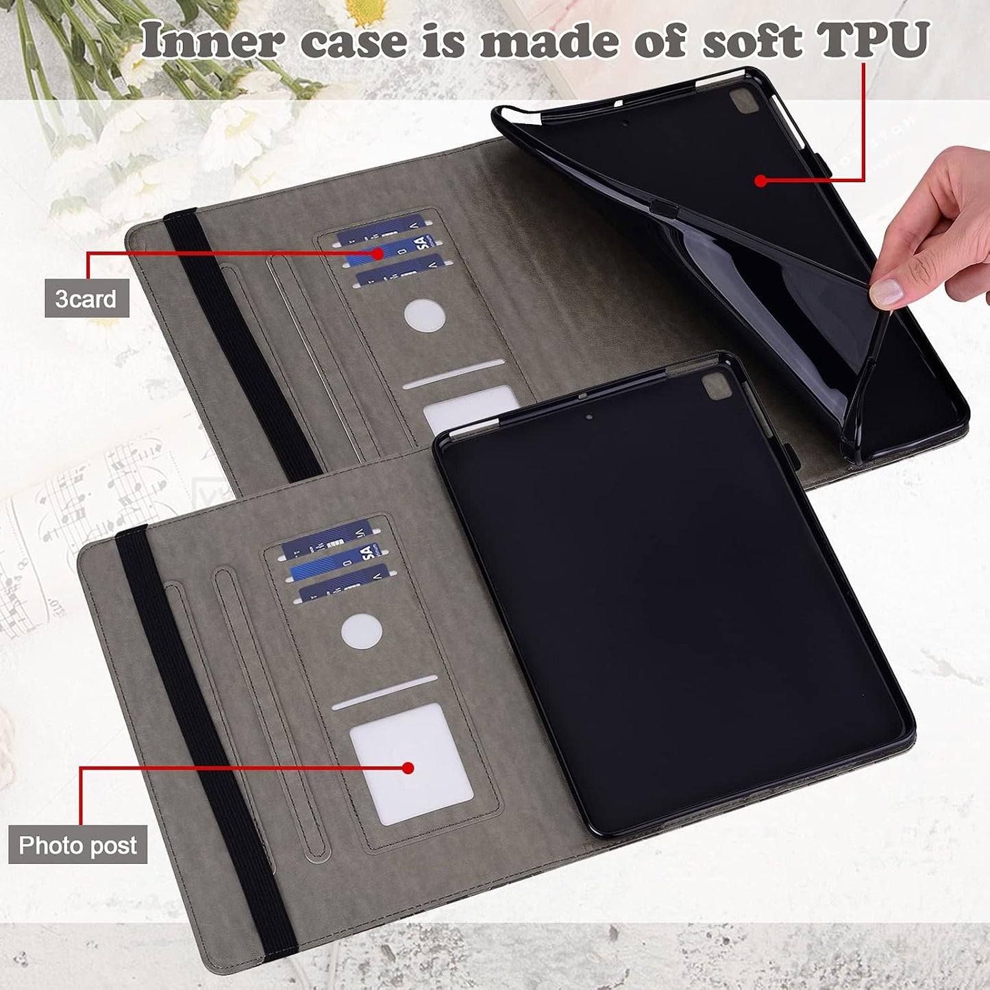 ALILANG Case for Samsung Galaxy Tab S2 9.7 Inch Case (SM-T810/T815/T813), PU Leather Card Slot Shockproof Smart Cover for Tablet Samsung Tab S2 Case-Gray WN420