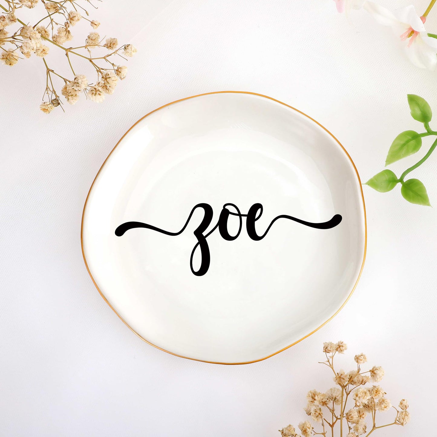 JoycuFF Initial B Ceramic Jewelry Tray, Bridesmaid Bride Gifts, Mothers Day Christmas Anniversary Engagement Birthday Gifts for Women Couples, Trinket Dish for Rings Earrings Necklaces Bracelets Keys BST202