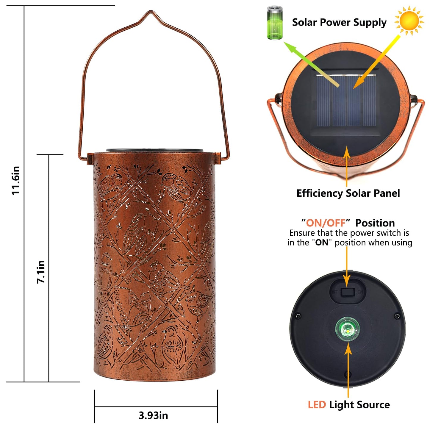 Solar Lanterns Outdoor Waterproof Butterfly Garden Decor Birthday Gifts for Women Mom Grandma, Hanging Solar Lights Metal Lantern Decoration Outside for Yard, Patio, Backyard, Porch