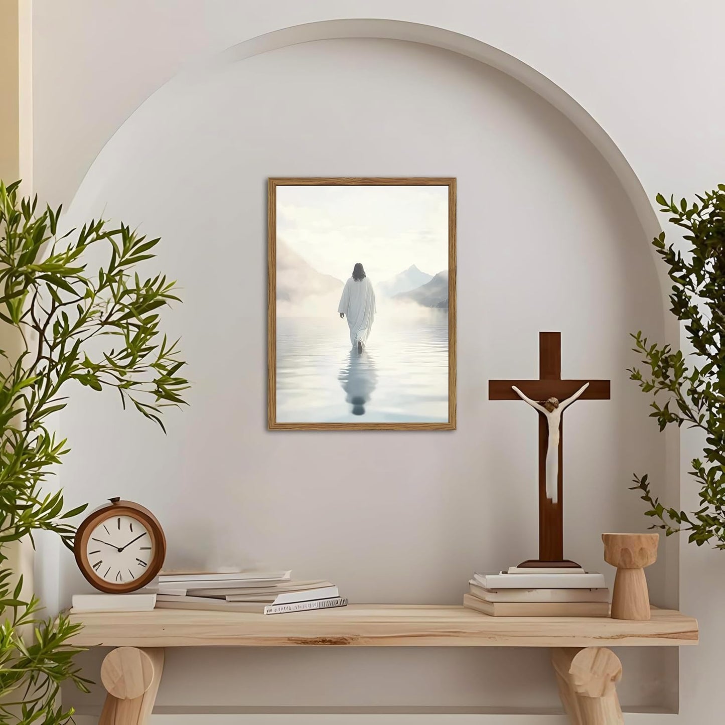 Framed 3D Textured Jesus Embracing Woman Wall Art, Jesus Hugging Woman Wall Decor Hand Drawn Sandstone Religious Christian Bible Painting Pictures for Bedroom Living Prayer Room 12x16 in Wood Framed BST202