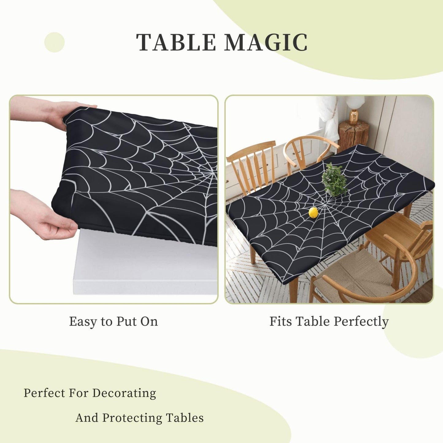 Blue Petal Mandala Pattern Tablecloth with Elastic Edge, Round Table Cover Washable Reusable Bohemian Table Cloths for Kitchen Dining Party, Medium (Fits 45-50 in) BST202