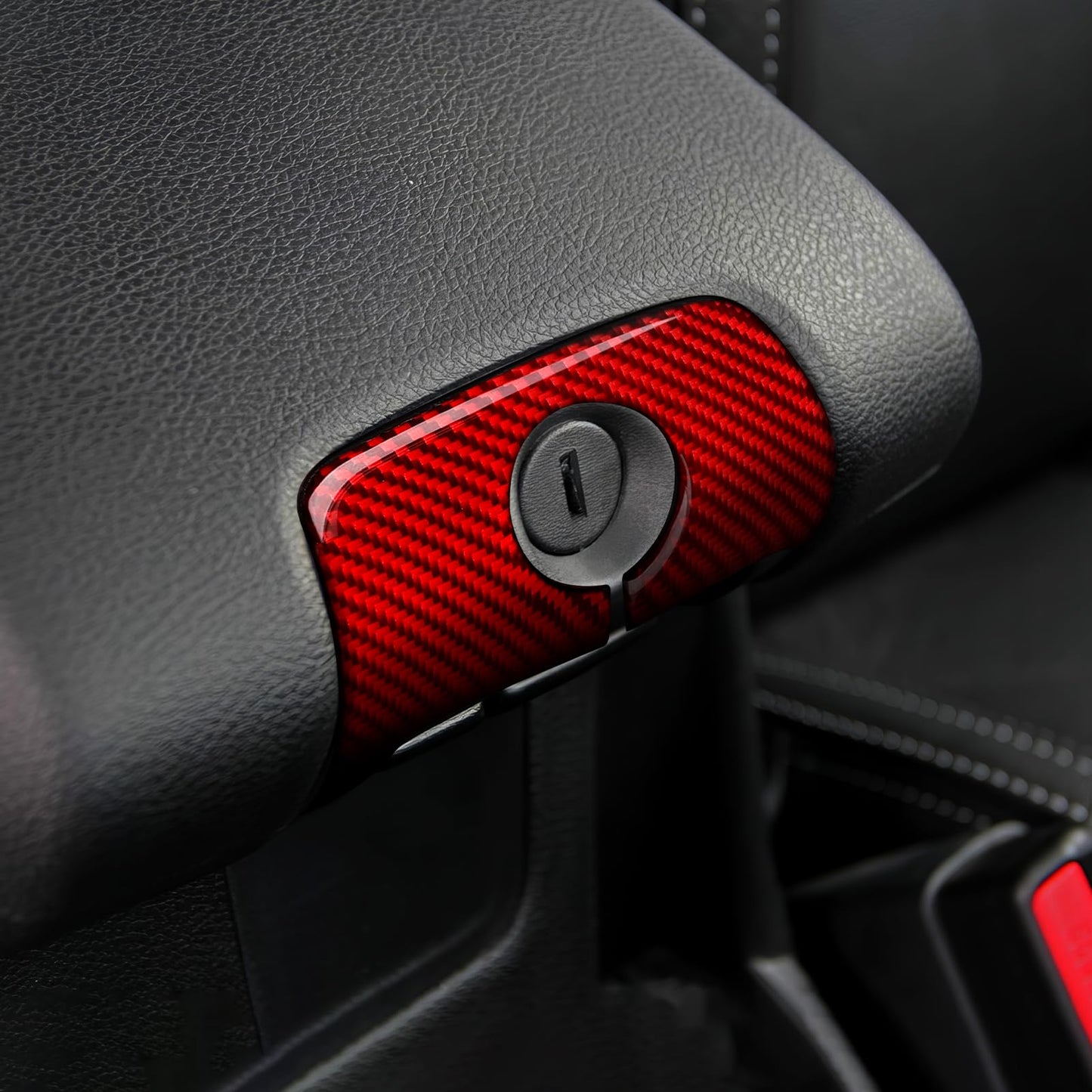 Car Gear Shift Lower Panel Sticker Carbon Fiber Decal Interior Trim Cover for Jeep Wrangler 2011 2012 2013 2014 2015 2016 2017 Accessories (Red) BST220